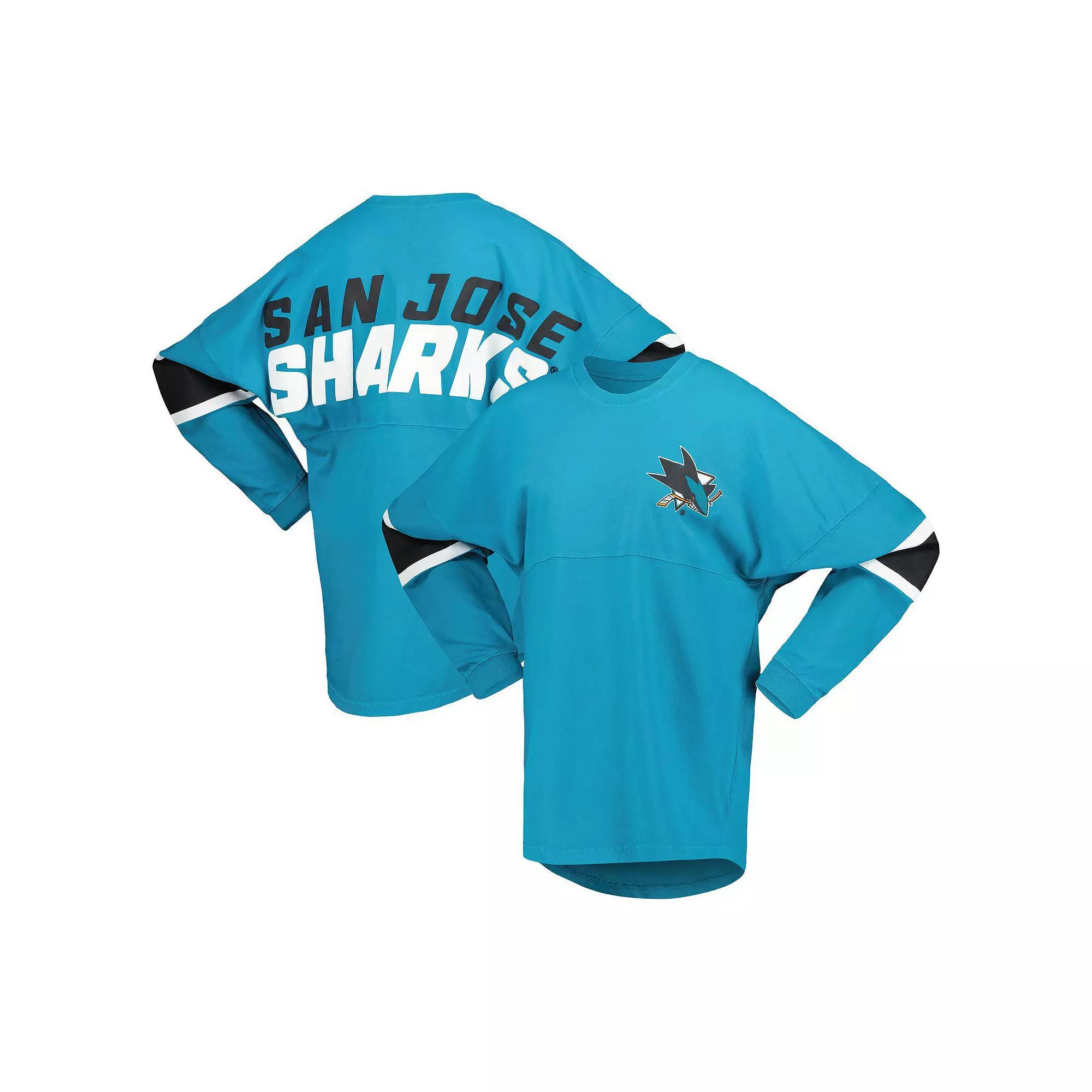 Women's Fanatics Branded Teal San Jose Sharks Jersey Long Sleeve T-Shirt, Size: XL, Sks Blue Product Image
