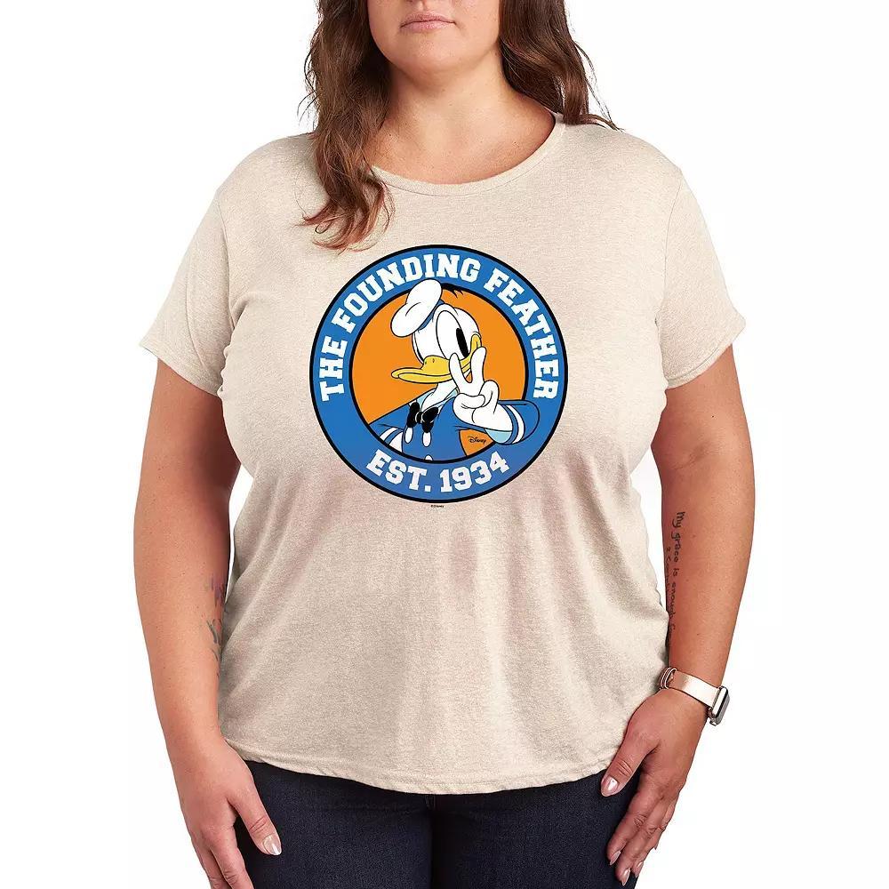 Disneys Donald Duck Plus The Founding Feather Graphic Tee, Womens Grey Gray Product Image