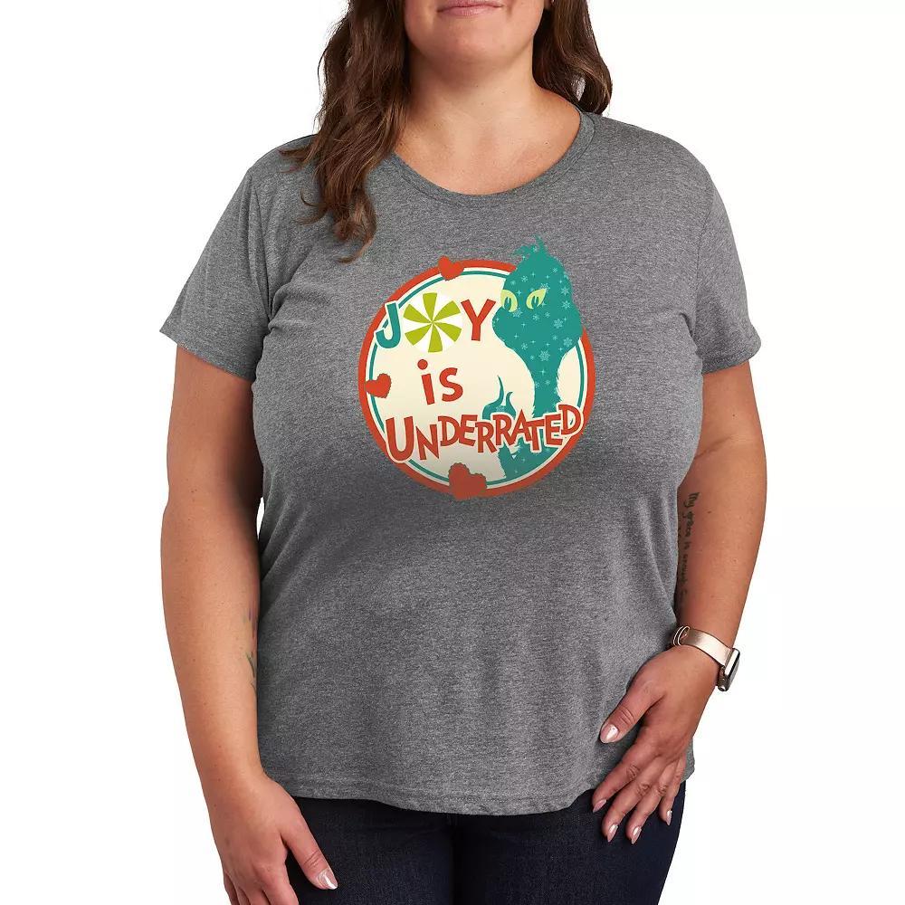 Plus Dr. Seuss The Grinch Joy Is Underrated Graphic Tee, Womens Grey Gray Product Image