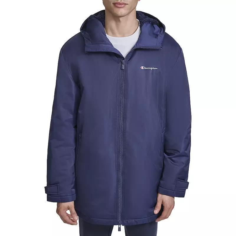 Men's Champion® Sherpa Lined Mid-Length Sideline Jacket With Hood, Size: XL, Blue Product Image