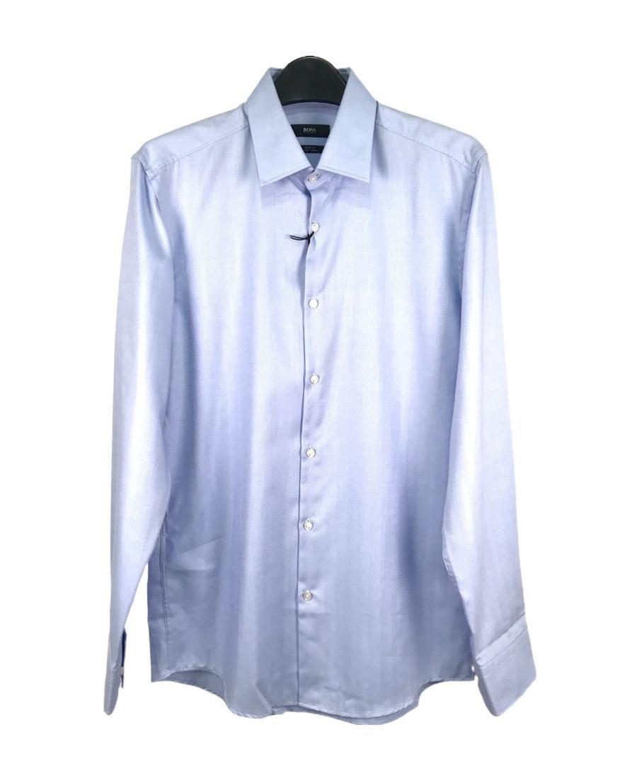 HUGO BOSS Long-sleeved Lapel Shirt In Blue Product Image