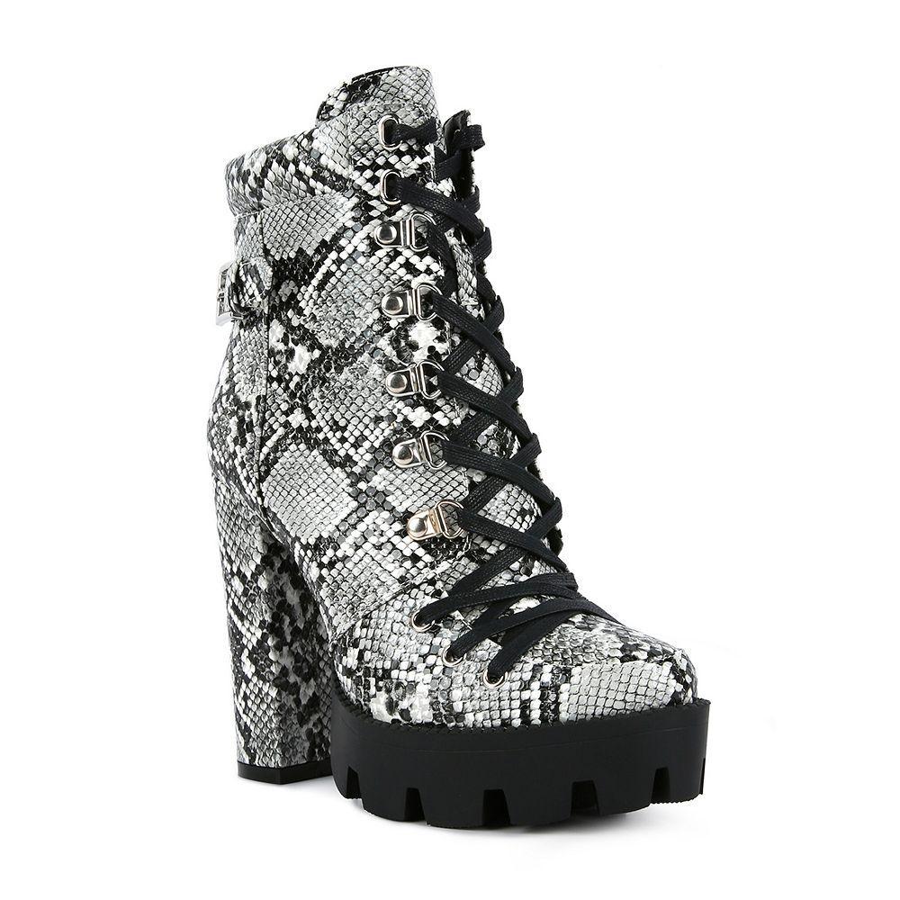 London Rag Spruce Women's Platform Ankle Boots, Size: 7, Black Snake Product Image