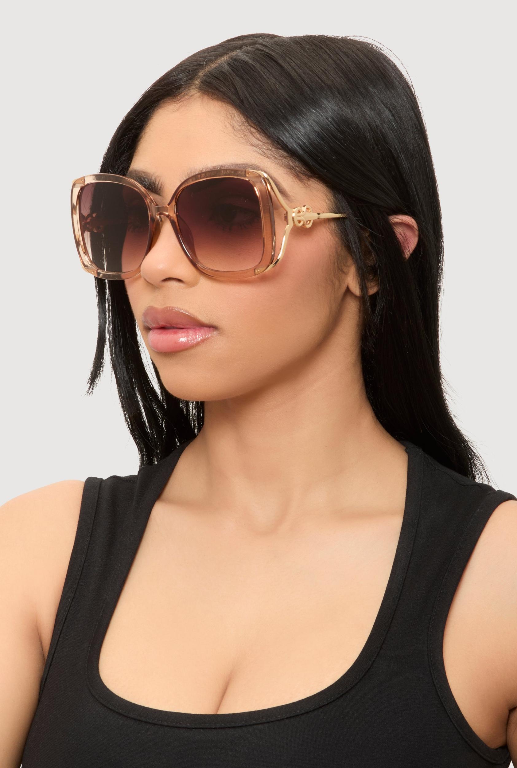 Metallic Detail Gradient Lens Sunglasses Female Product Image