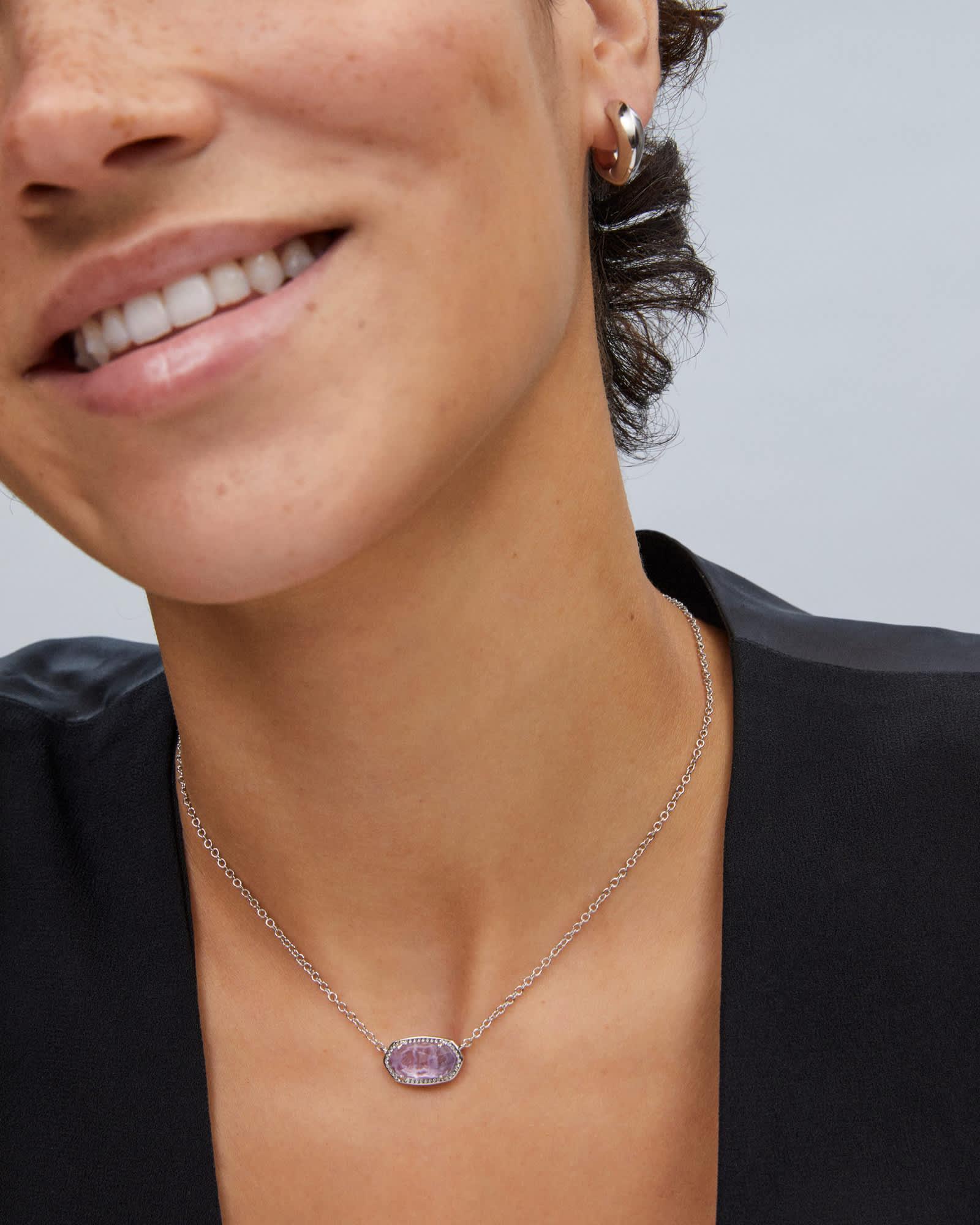 Kendra Scott Elisa Rose Gold Pendant Necklace in Iridescent | Drusy Product Image