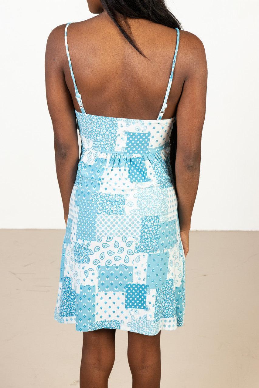 Patchwork Tie Front Dress Product Image