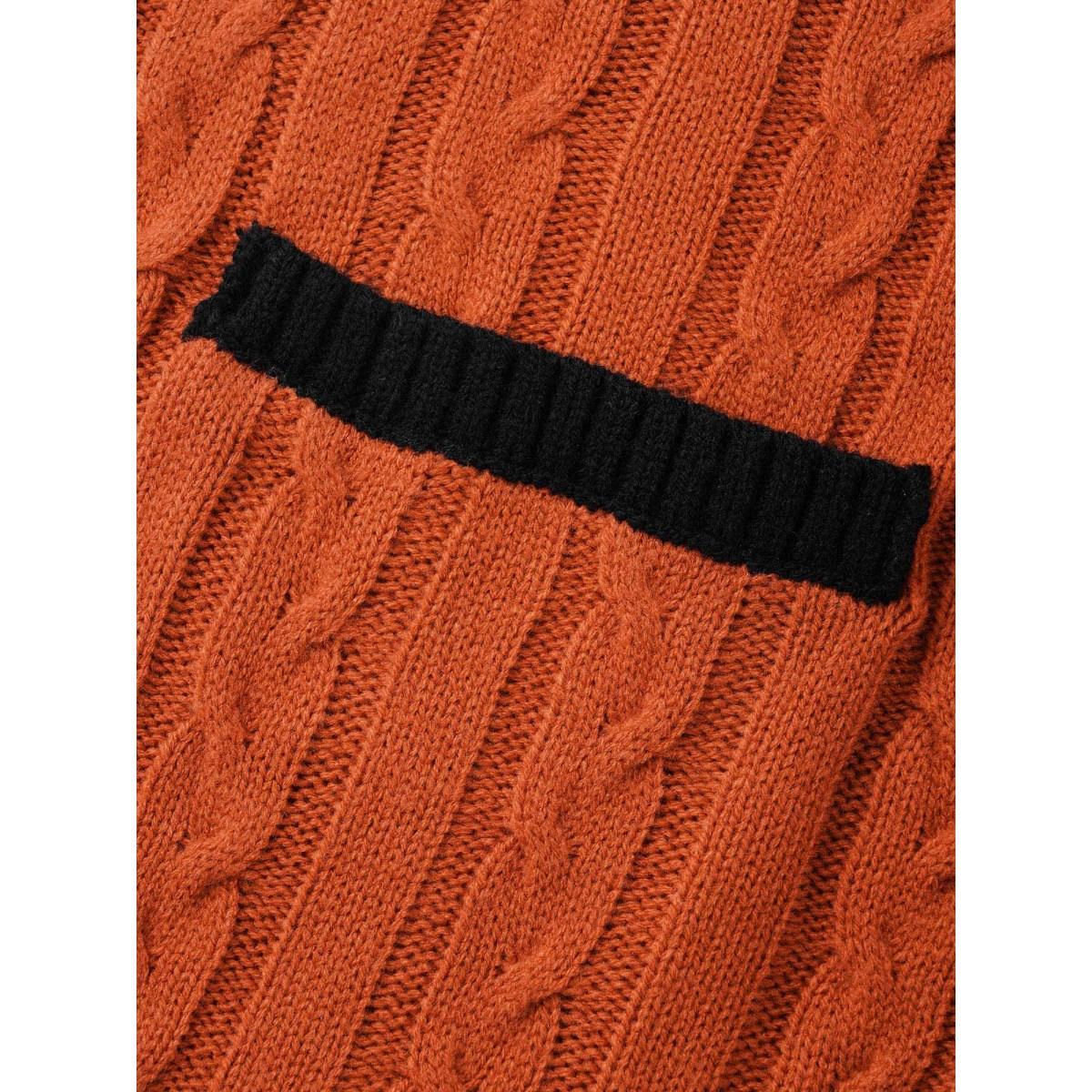Plus Size Jack-o-Lantern Motif Cable Knot Cardigan Black Women Casual Loose Long Sleeve Everyday Cardigans BloomChic 14-16/1X Product Image