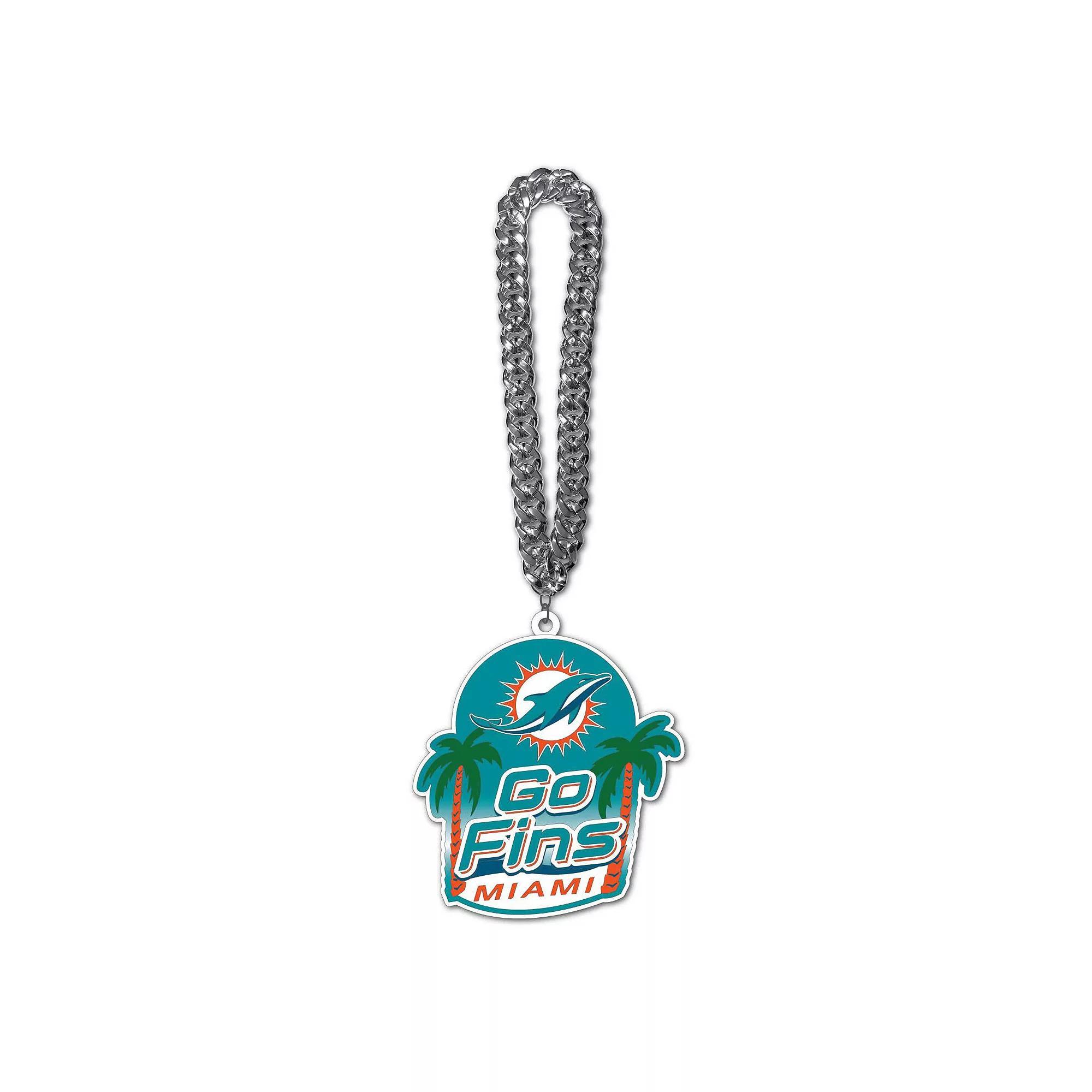 MOJO Miami Dolphins Slogan Fan Chain Necklace, Men's, White Product Image