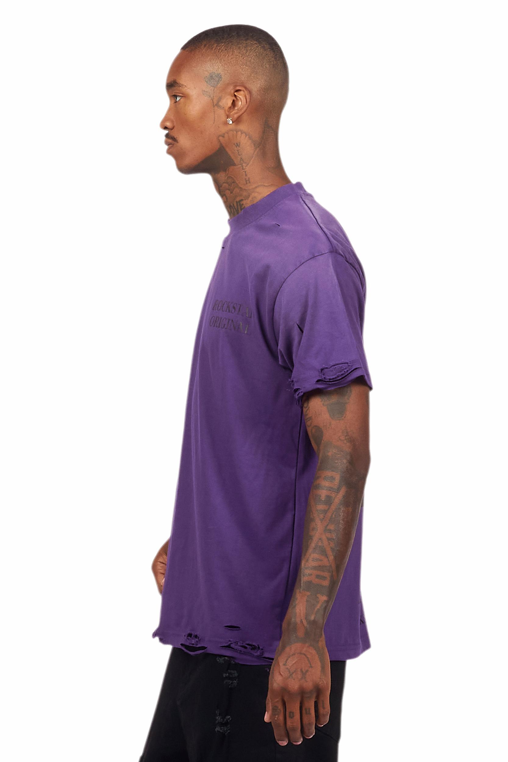 Drako Purple Oversized Graphic T-Shirt Male Product Image
