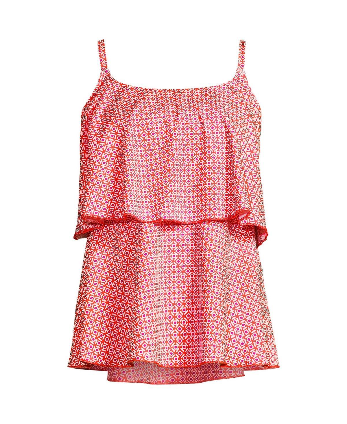 Women's Lands' End Chlorine Resistant Tiered Tankini Swimsuit Top, Size: XL, Blue Ditsy Floral Product Image