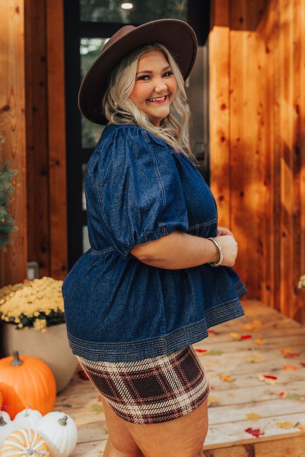 Sweet Darling Denim Babydoll Top Curves Product Image