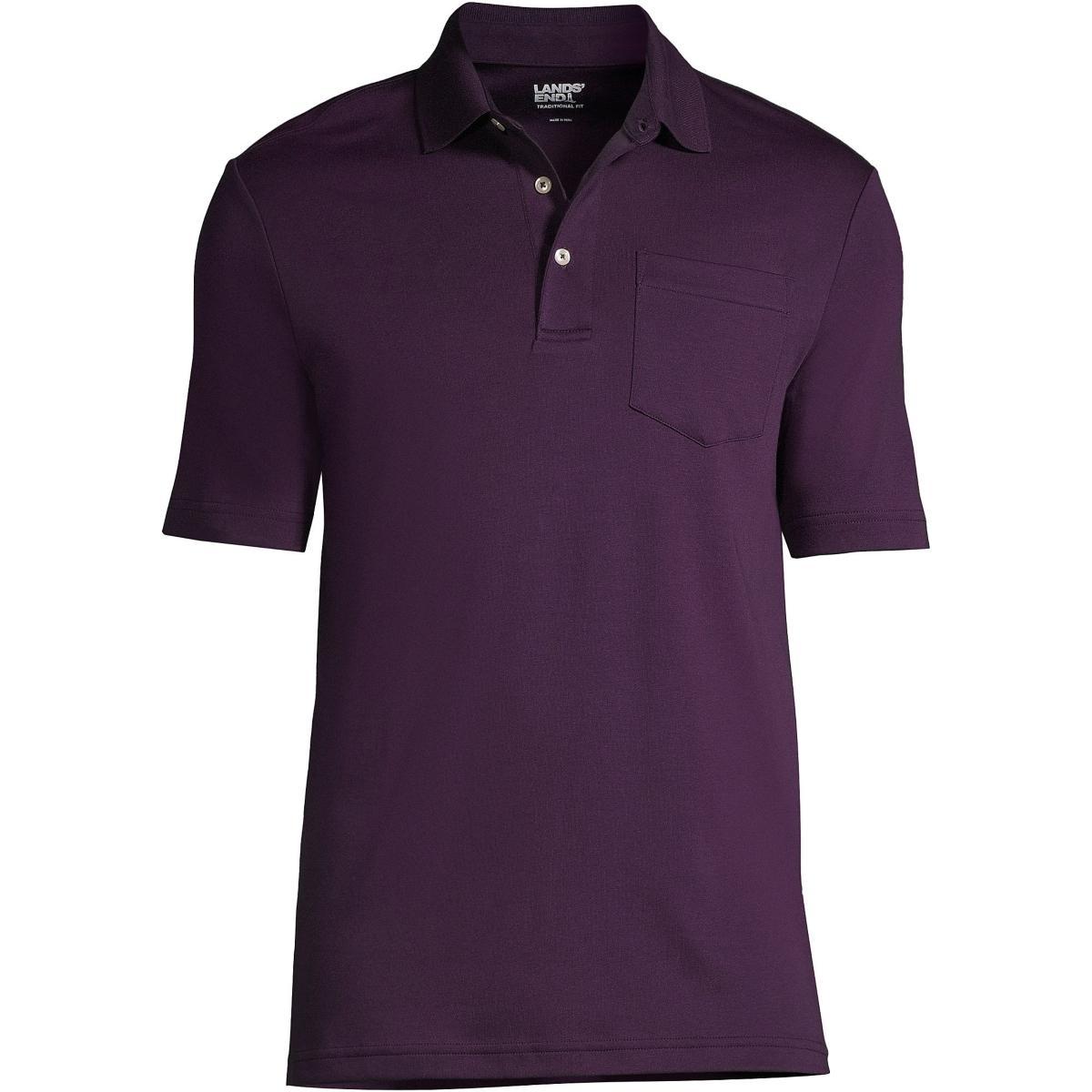 Lands End Mens Short Sleeve Cotton Supima Polo Shirt with Pocket Product Image