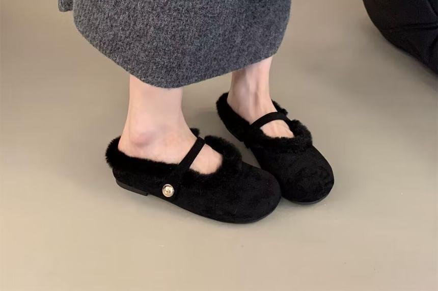 Fleece Trim Mary Jane Flats Product Image