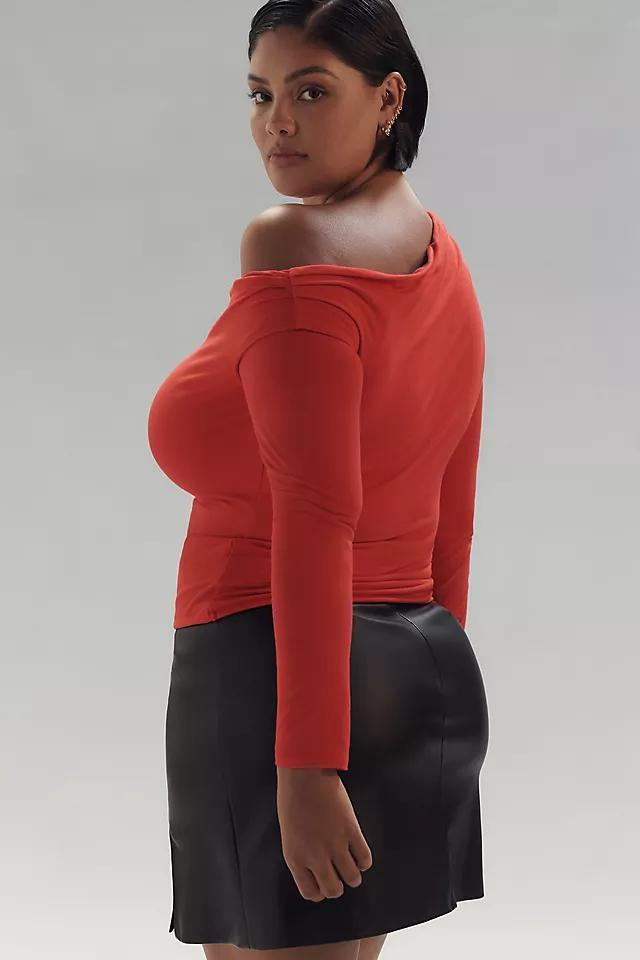 AFRM Vivica Plus Off-The-Shoulder Ruffle Mesh Top Product Image