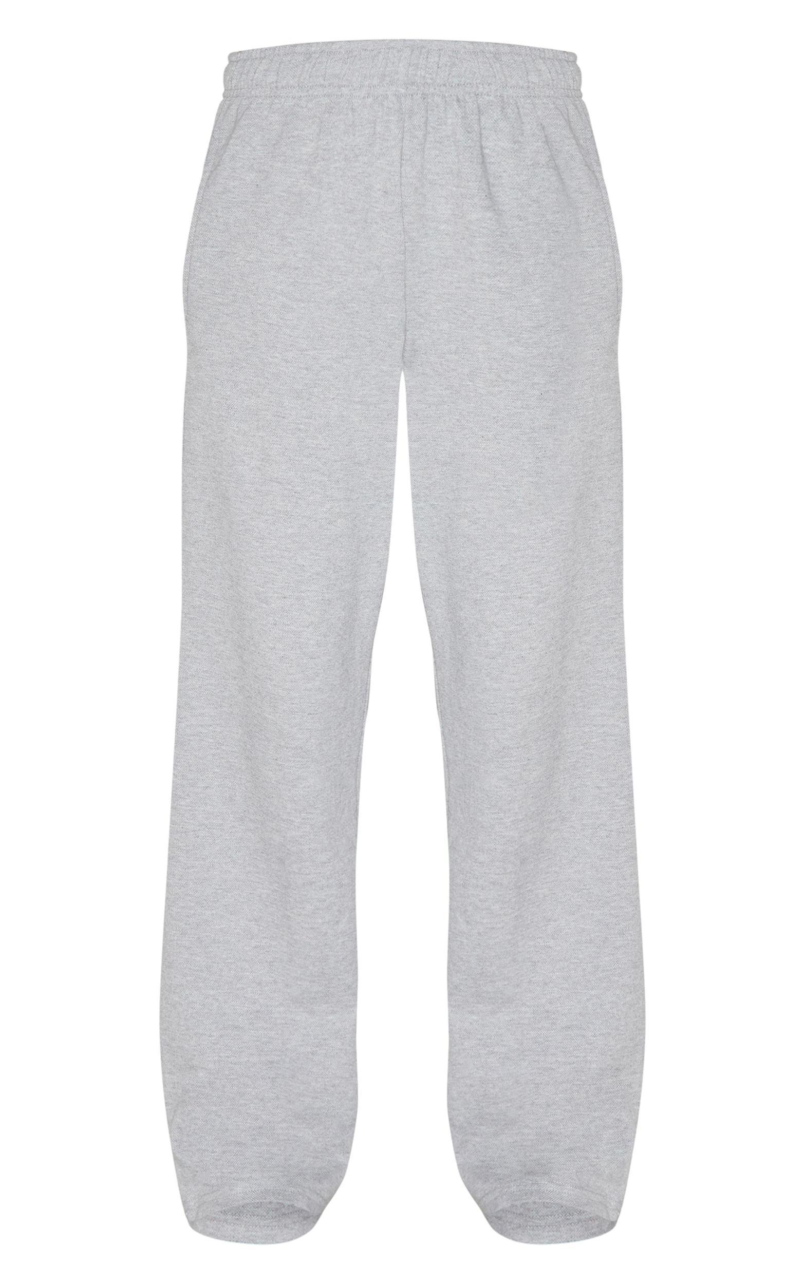 Grey Jersey Mid Rise Wide Leg Pants Product Image