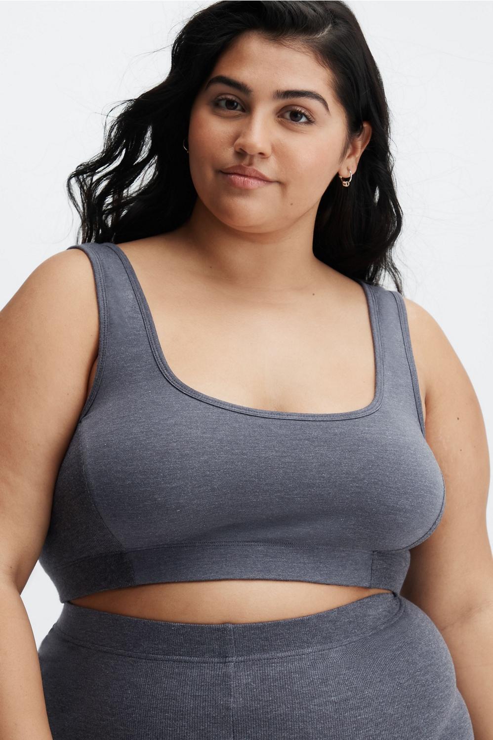 Fabletics RestoreKnit Scoop Back Bralette Womens Pewter plus Size 4X Product Image