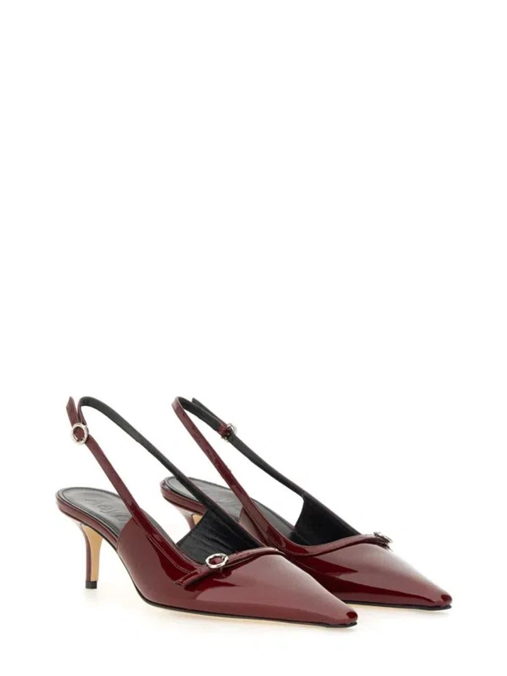 AEYDE Saba Patent Leather Slingback Pumps In Red Product Image