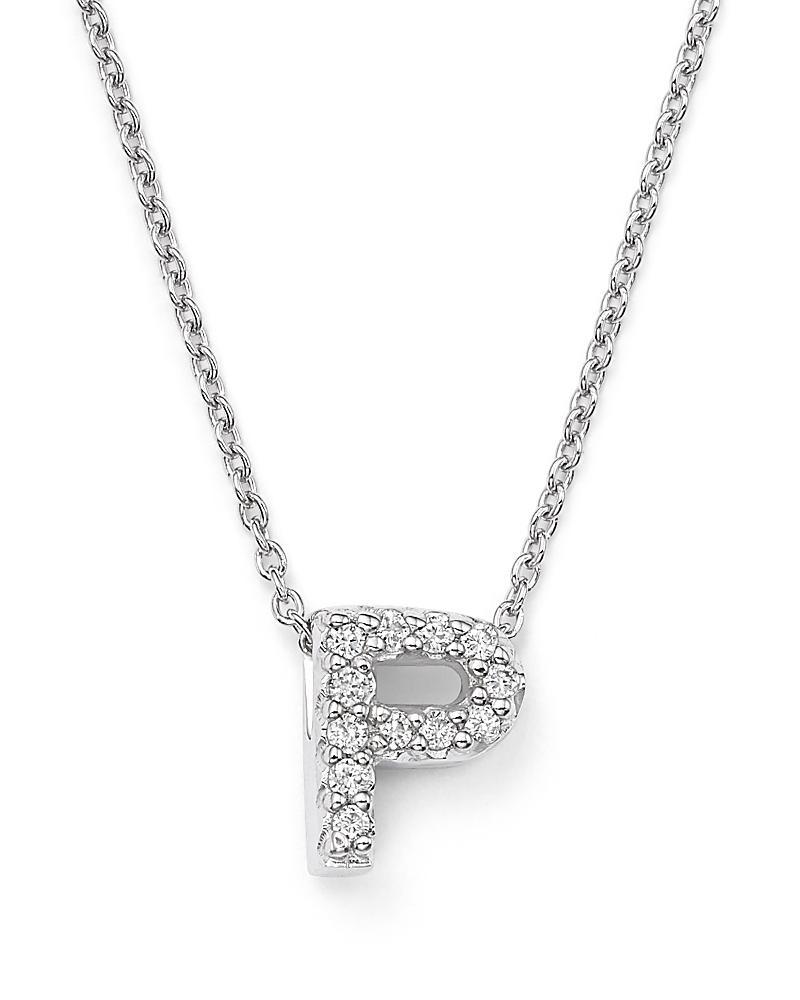 Roberto Coin 18K White Gold Initial Love Letter Pendant Necklace with Diamonds, 16 Product Image