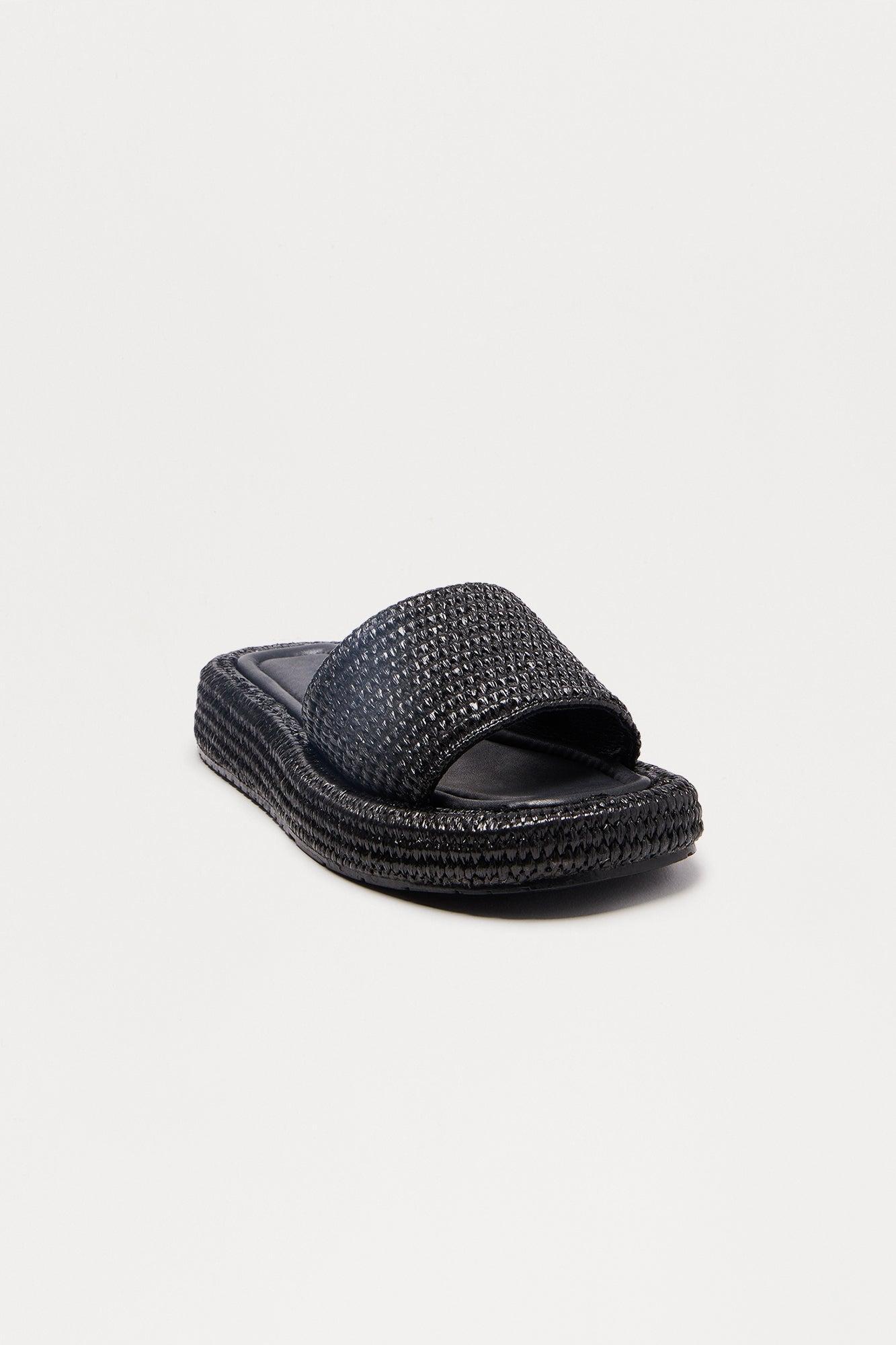 Golden Coast Raffia Sandals - Black Product Image