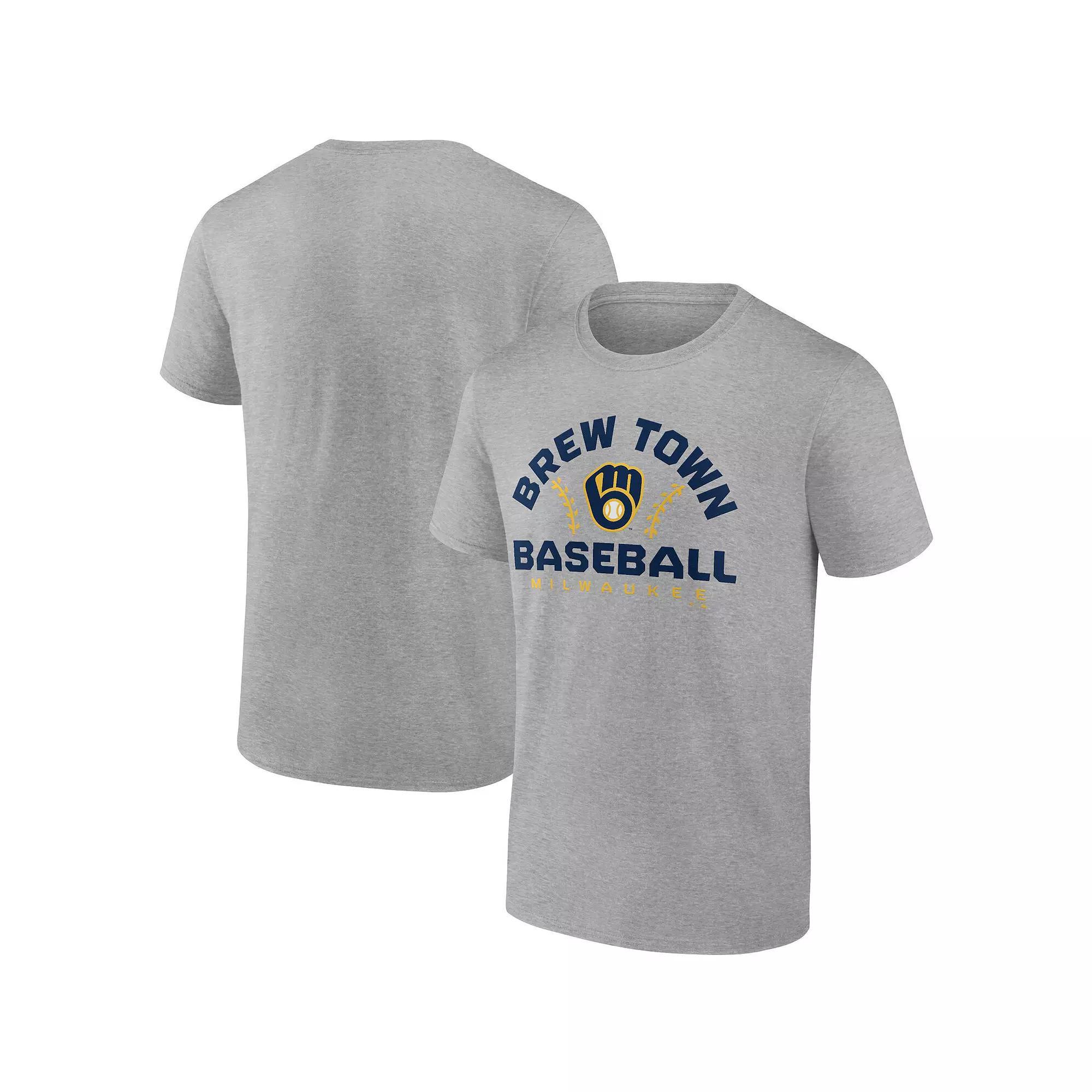 Mens Fanatics Branded Heathered Gray Milwaukee Brewers Iconic Go for Two T-Shirt Product Image