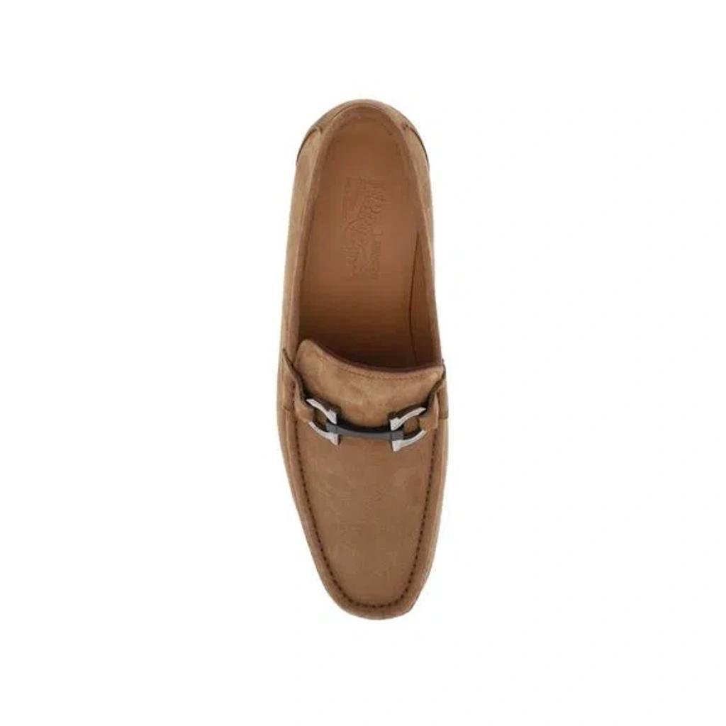 FERRAGAMO Men Nabuk Gancini Loafers In Brown Product Image