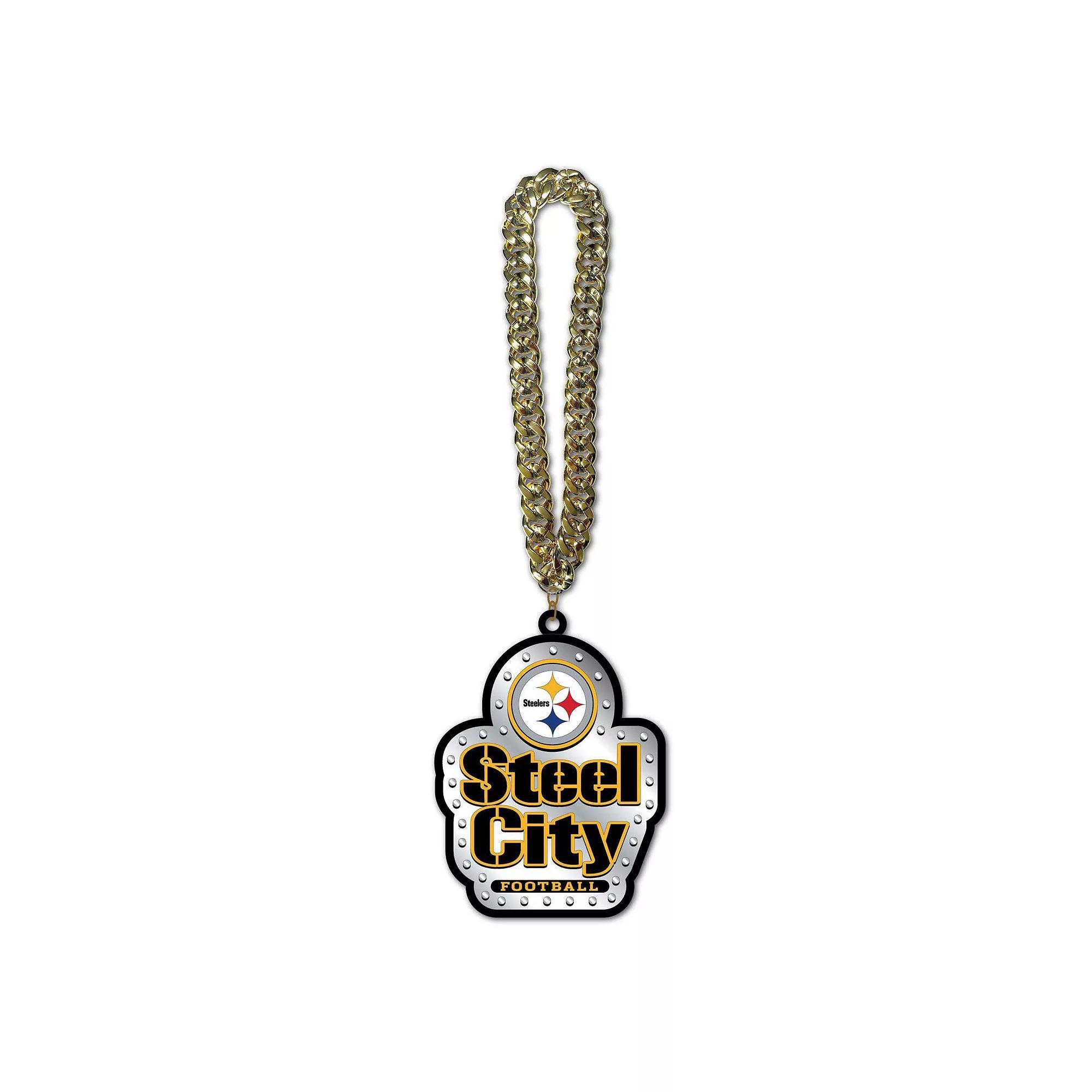 MOJO Pittsburgh Steelers Slogan Fan Chain Necklace, Men's, Black Product Image