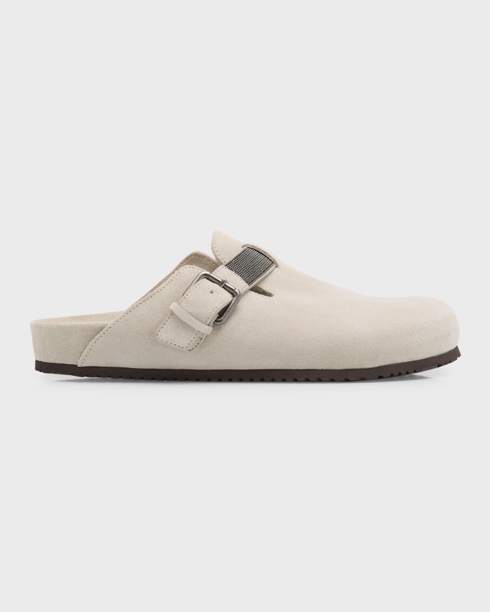 Suede Monili Buckle Mules Product Image