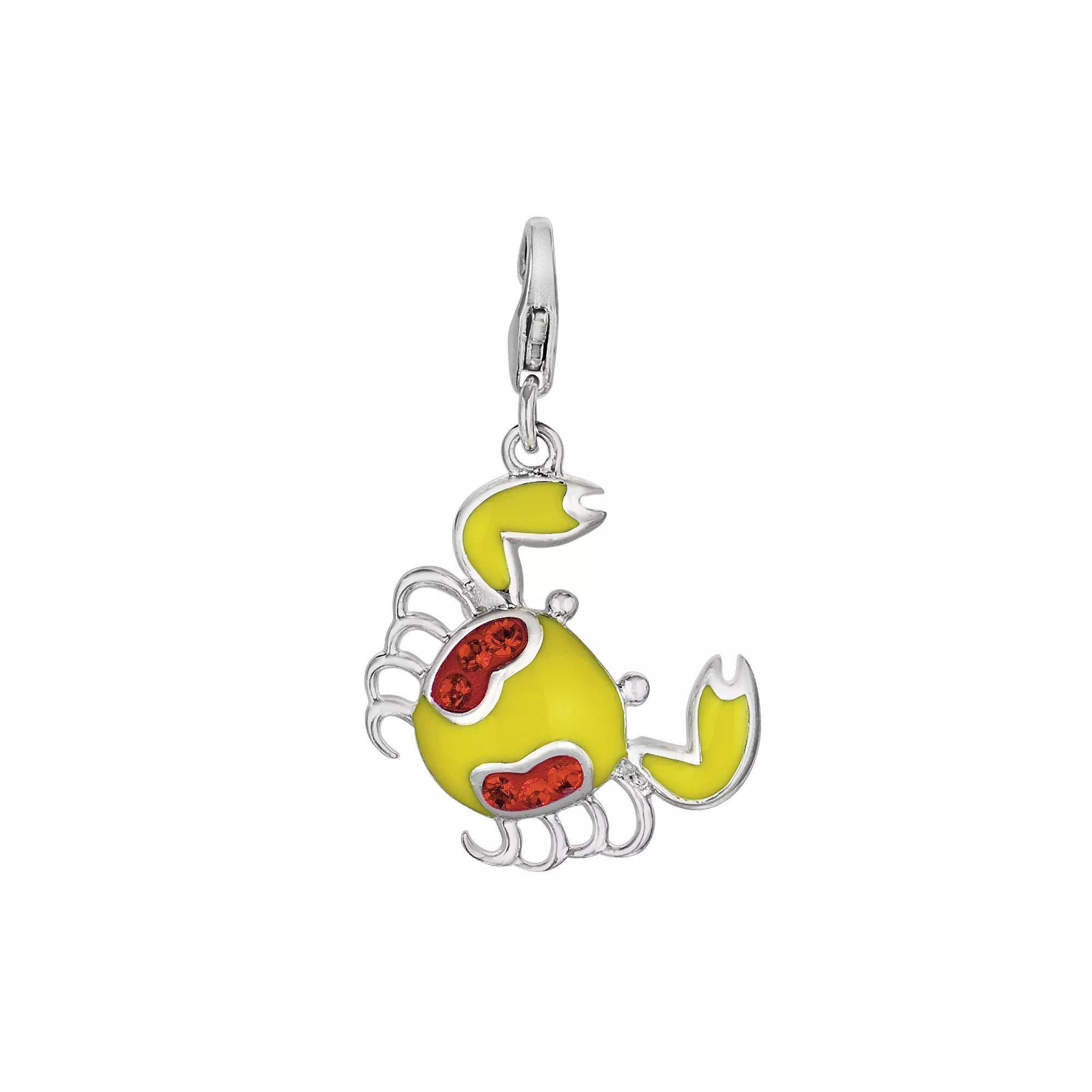 Sterling Silver Crystal Crab Charm, Women's, Orange Product Image