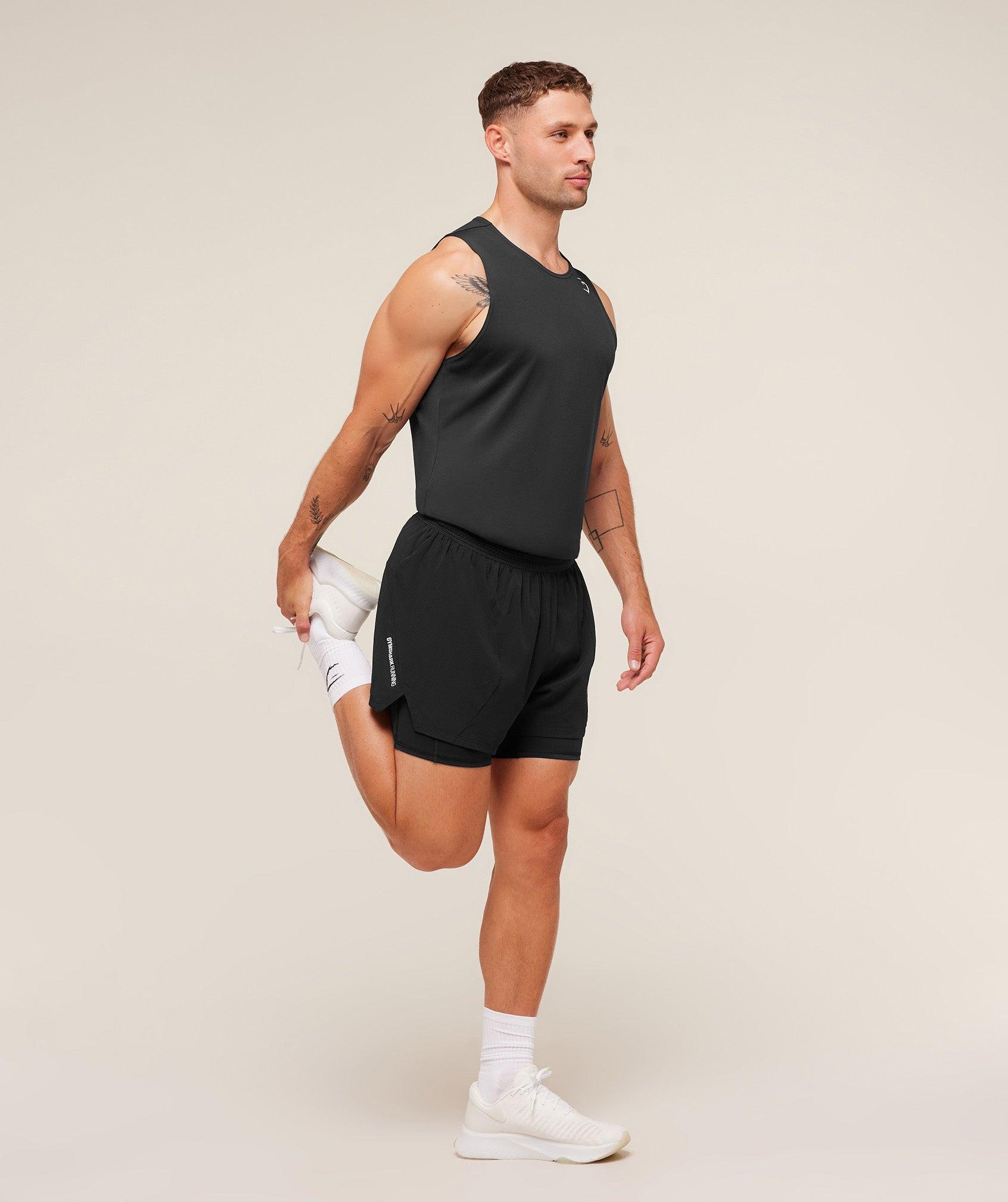 Gymshark Running 4" 2in1 Shorts - Black Male Product Image
