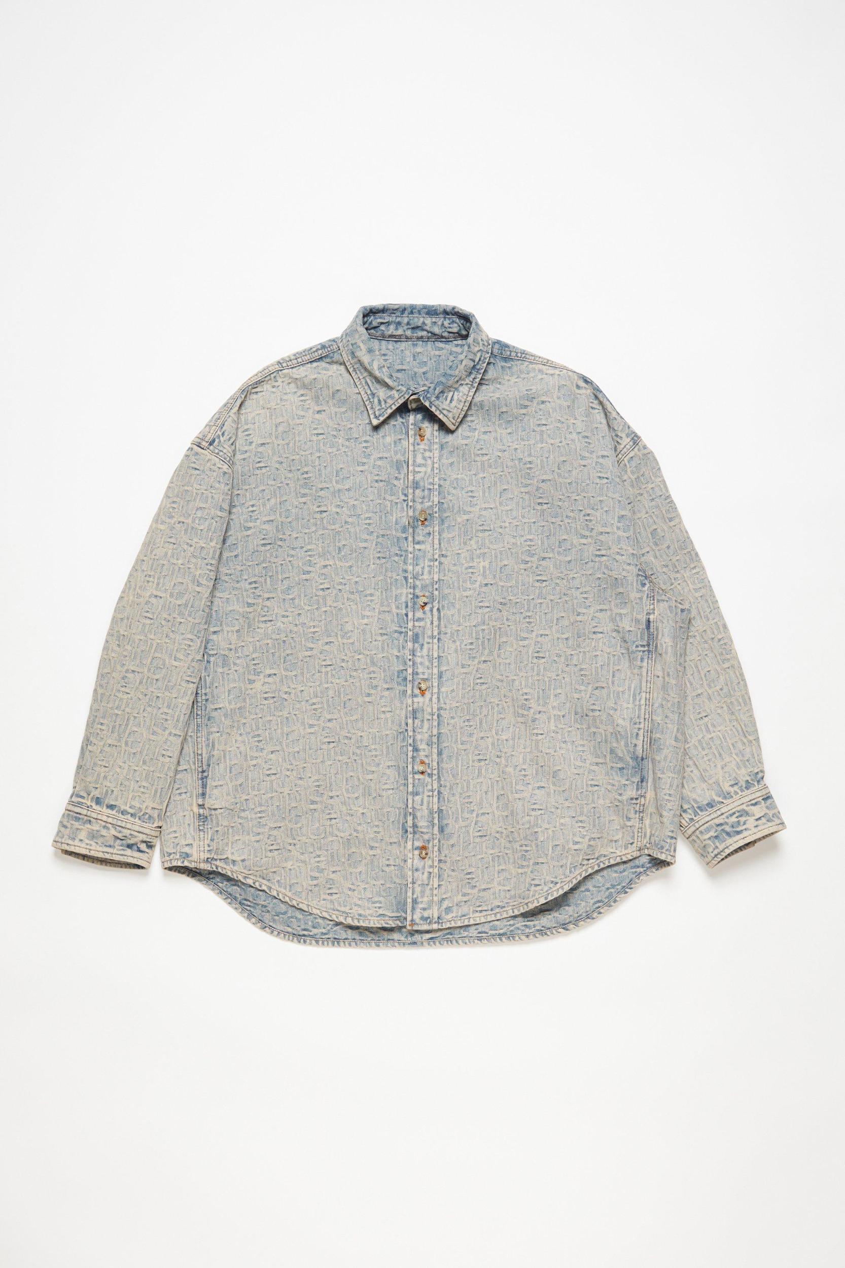 ACNE STUDIOS Oversized Patterned Denim Shirt In Blue,beige Product Image