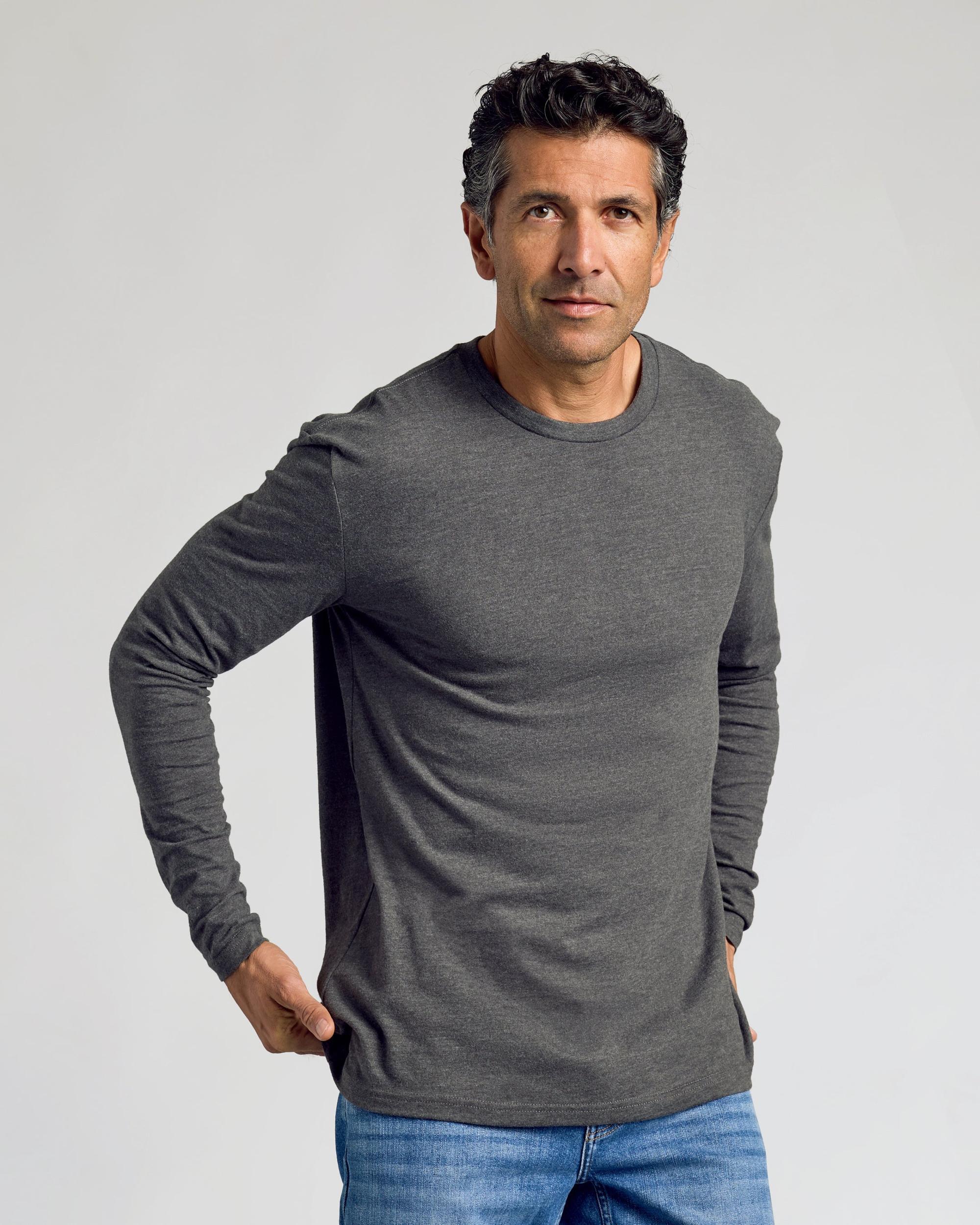 Charcoal Heather Gray Classic Long Sleeve Crew Neck Product Image