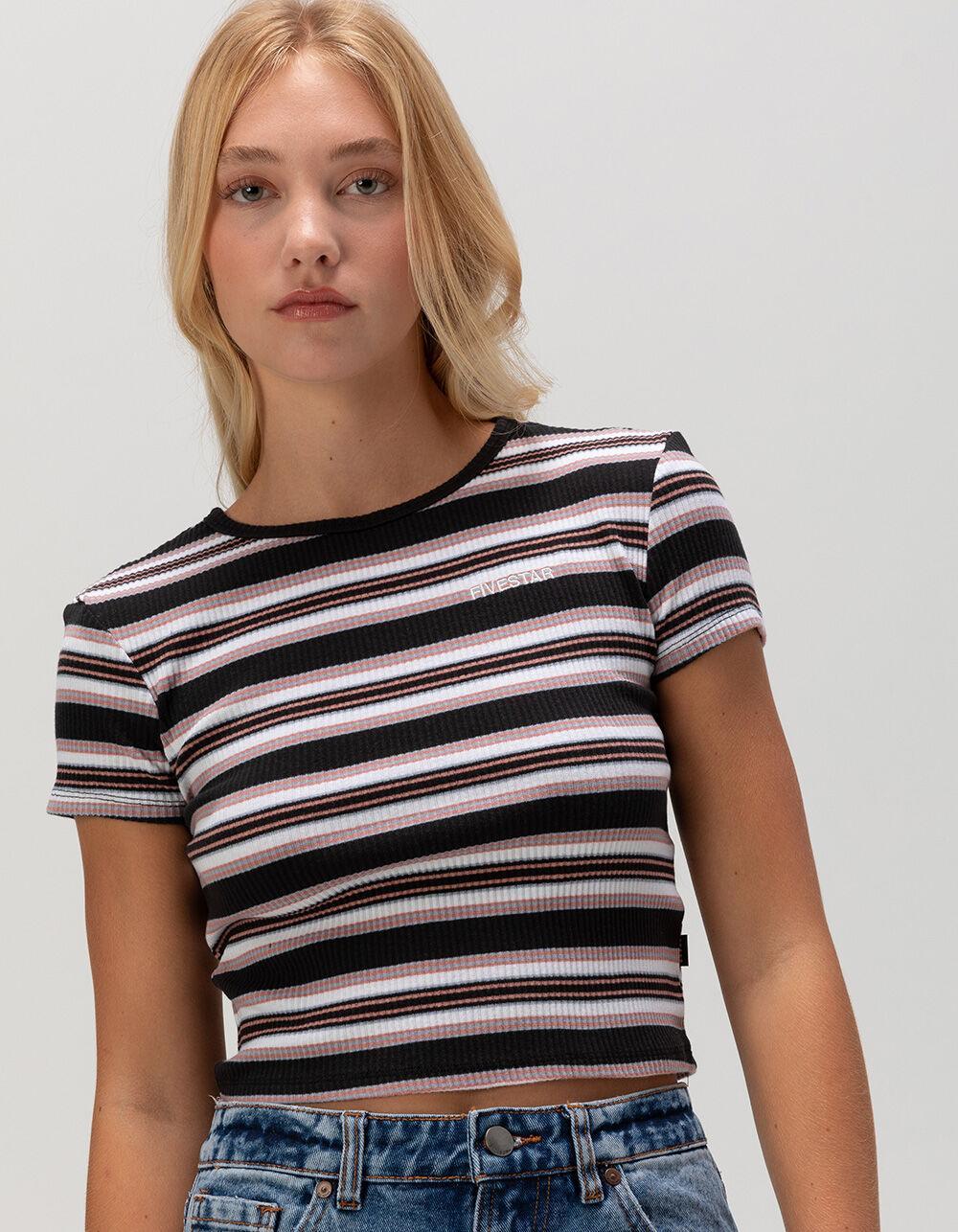 FIVESTAR GENERAL CO. Stripe Knit Womens Tee - BLUE COMBO Product Image