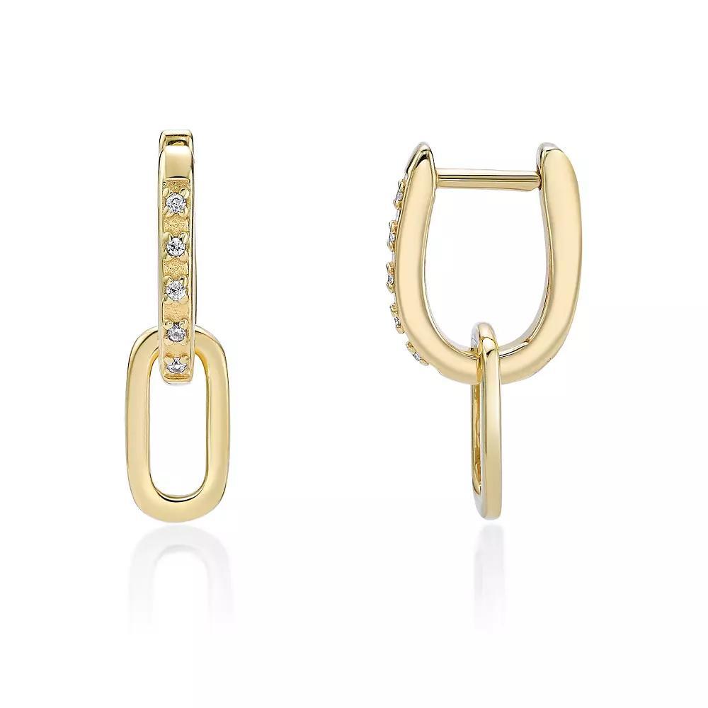 Gemminded 18k Gold Over Silver Lab-Grown Diamond Accent Link Drop Earrings, Women's, Gold Tone Product Image