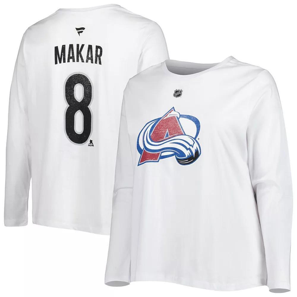 Women's Profile Cale Makar White Colorado Avalanche Plus Size Name & Number Long Sleeve T-Shirt, Size: 2XL Product Image