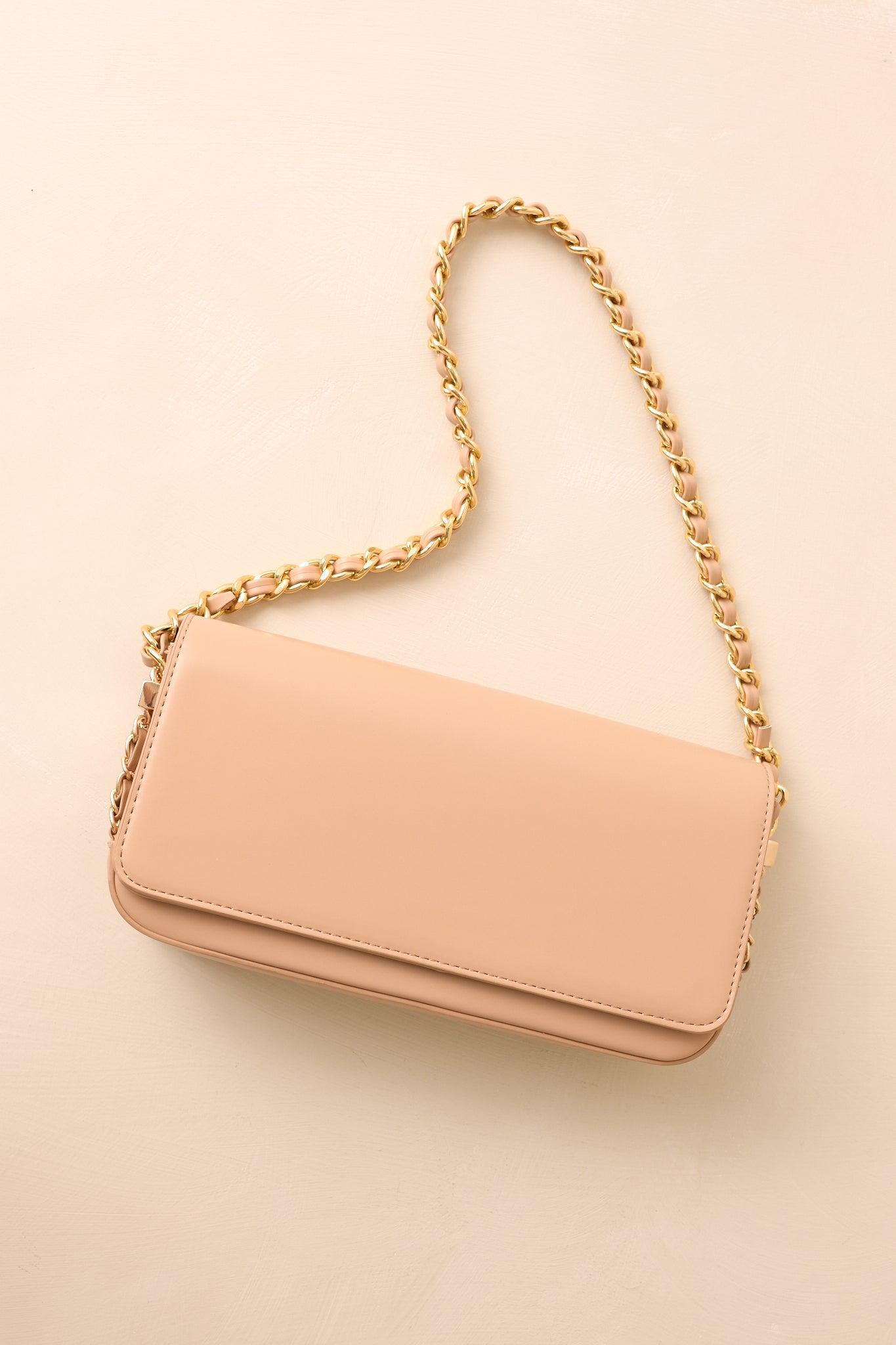 A Subtle Reminder Beige Faux Leather Baguette Handbag Product Image
