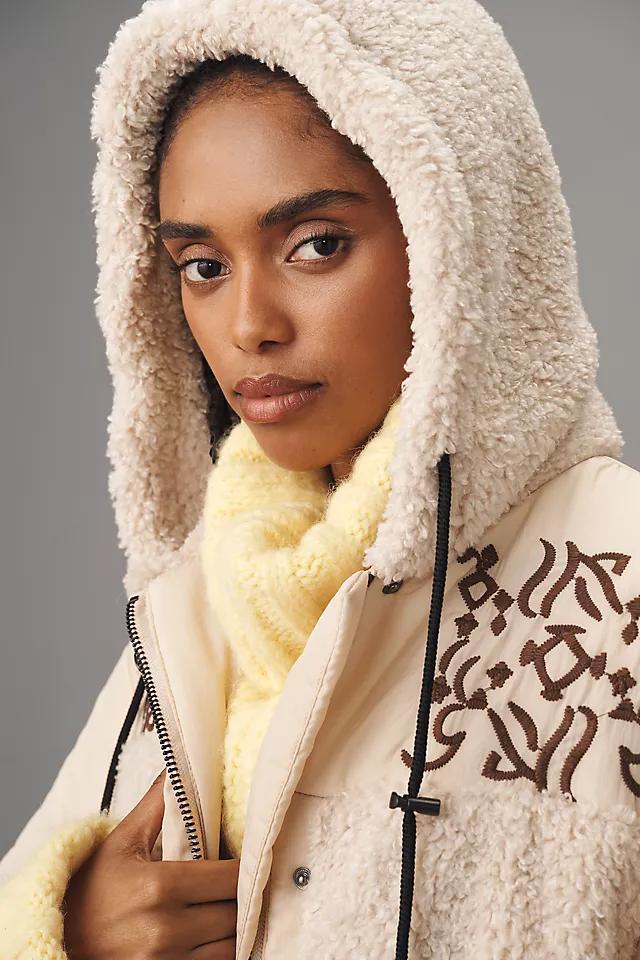 Pilcro Embroidered Hooded Sherpa Coat Product Image
