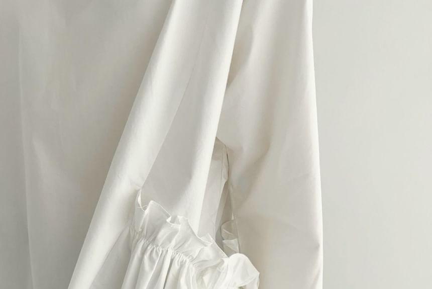 Long-Sleeve Plain Flowy Top Product Image