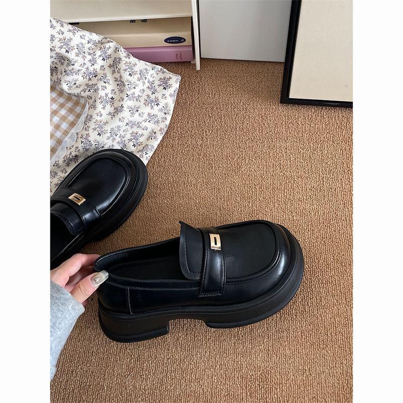 Platform Chunky Heel Loafers Product Image