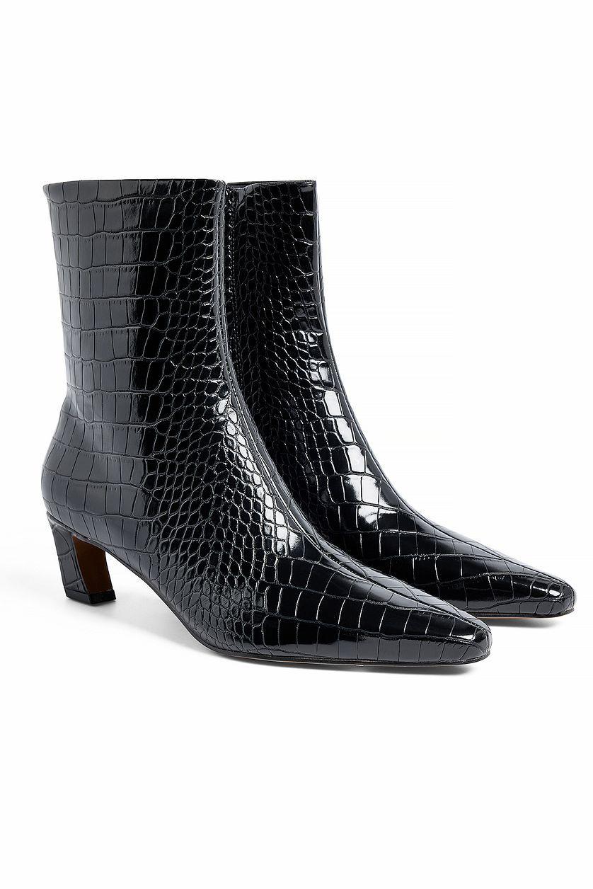 Curved Heel Croc Ankle Boots Product Image