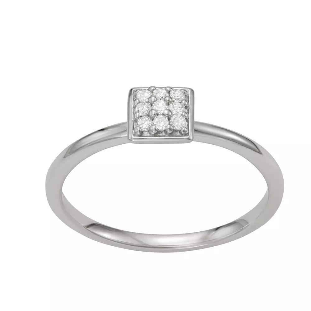 Moissanite Outlet Sterling Silver 1/10 Carat T.W. Square Pave Lab-Created Moissanite Ring, Women's, Size: 8 Product Image