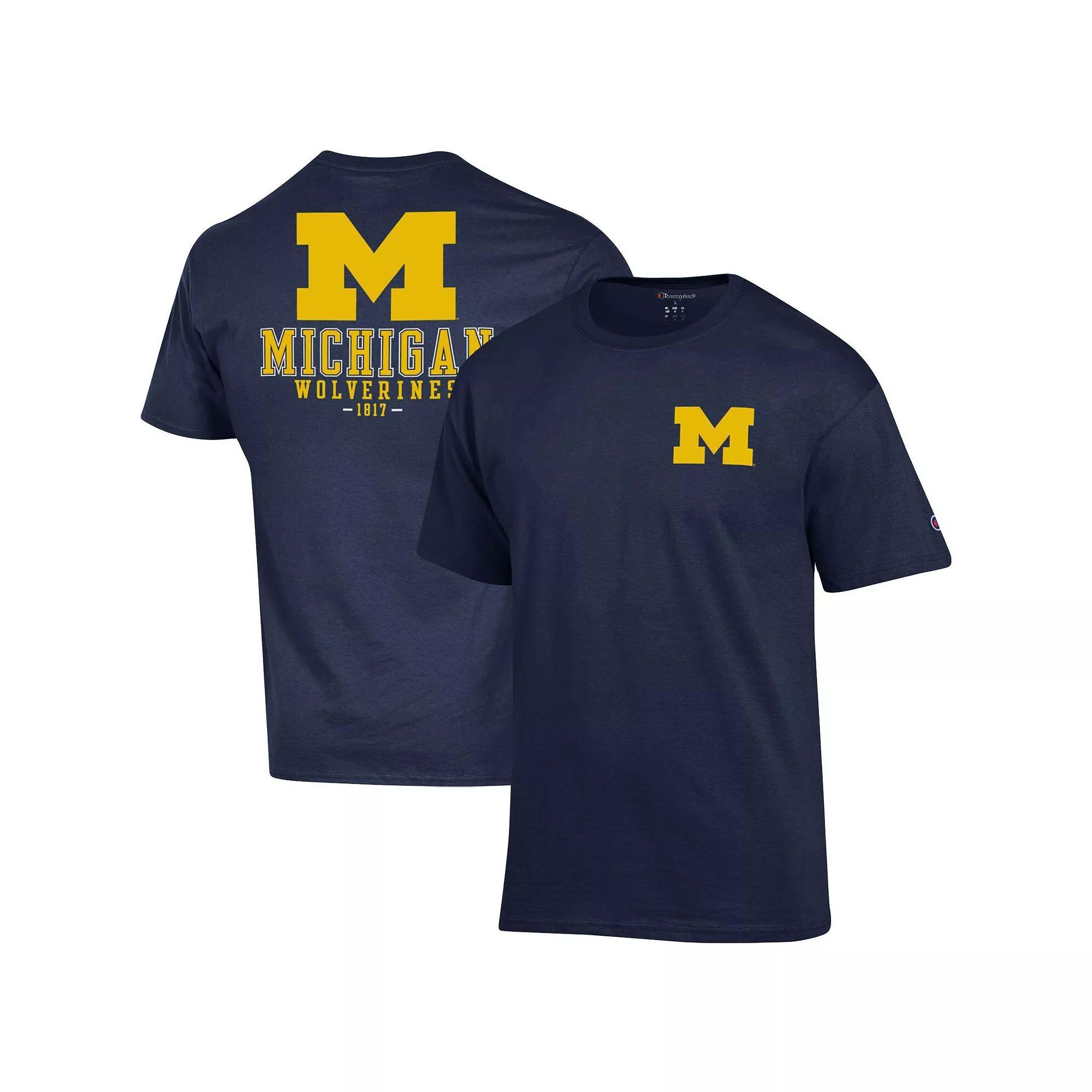 Men's Champion Navy Michigan Wolverines Stack 2-Hit T-Shirt, Size: Large, Blue Product Image