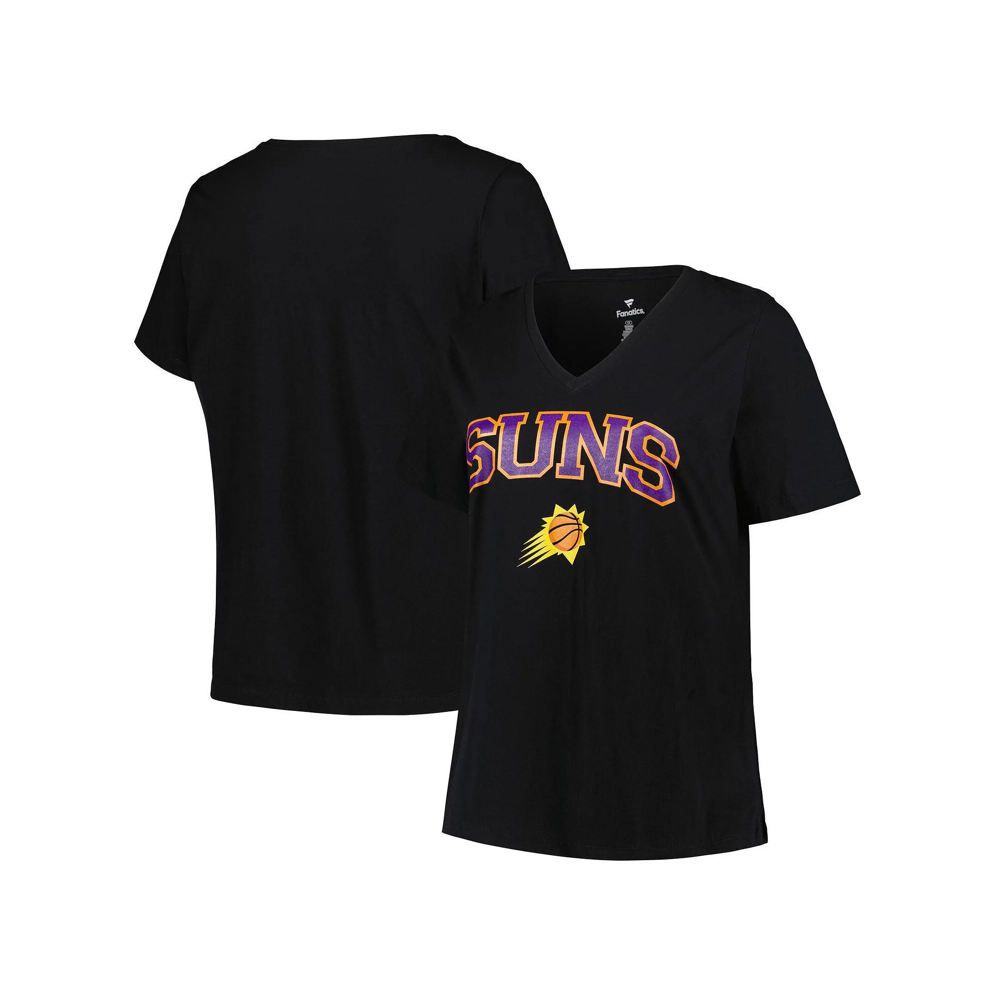 Women's Profile Black Phoenix Suns Plus Size Arch Over Logo V-Neck T-Shirt, Size: PLUS Large, Phx Black Product Image