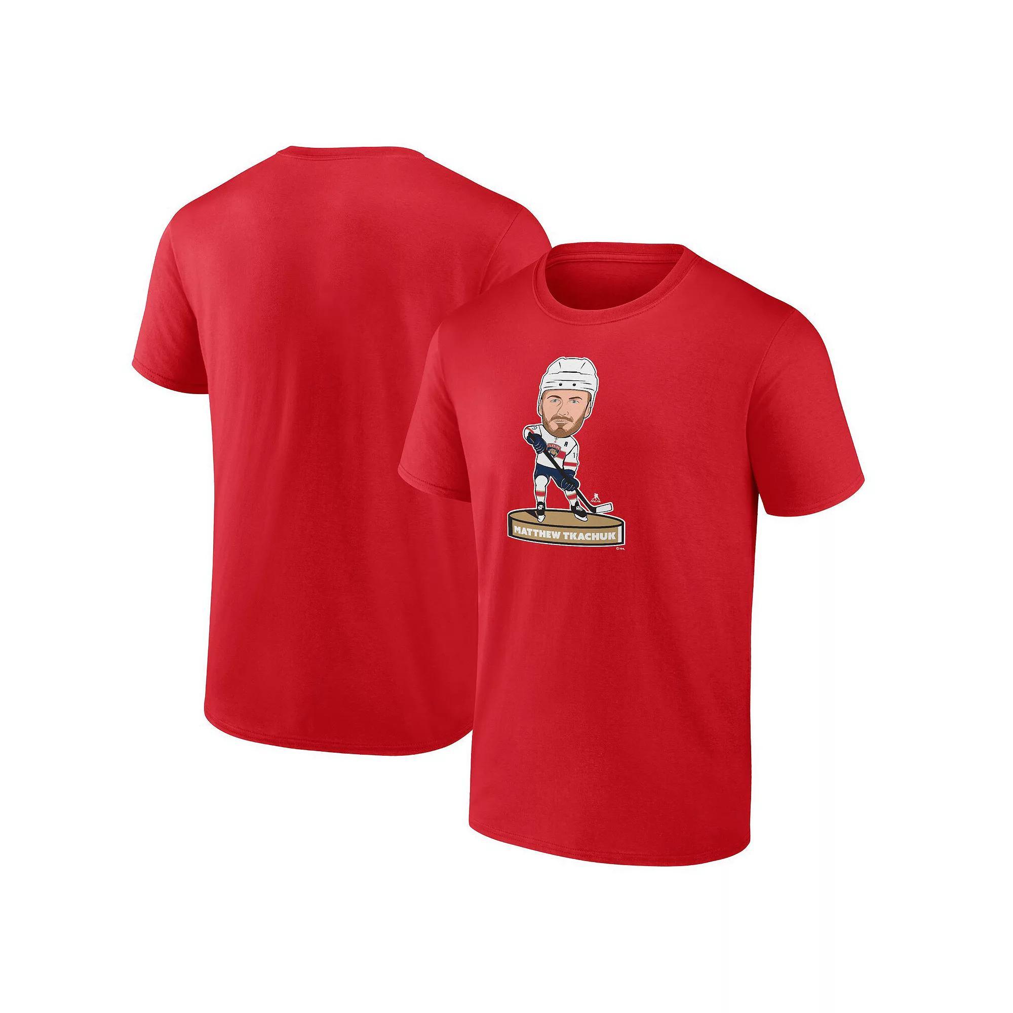 Men's Fanatics Branded Jack Hughes Red New Jersey Devils Player Bobblehead T-Shirt, Size: 5XL, Nhl Red Product Image