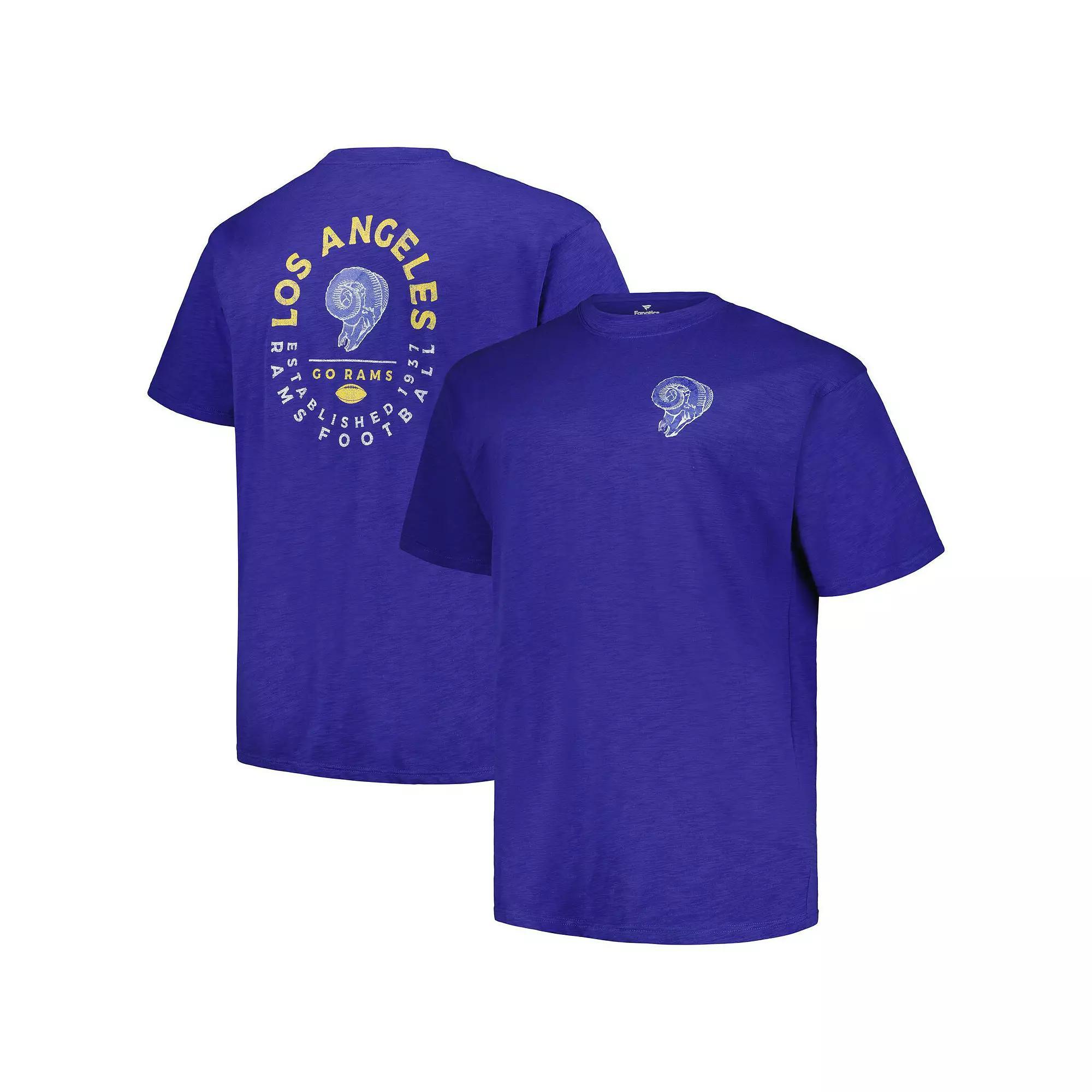 Men's Profile Royal Los Angeles Rams Big & Tall Two-Hit Throwback T-Shirt, Size: XLT, Blue Product Image