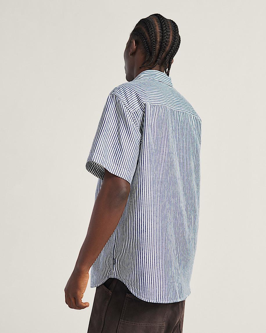 Lawson Stripe Button Up Shirt in White / Dress Blues| Vans US Product Image
