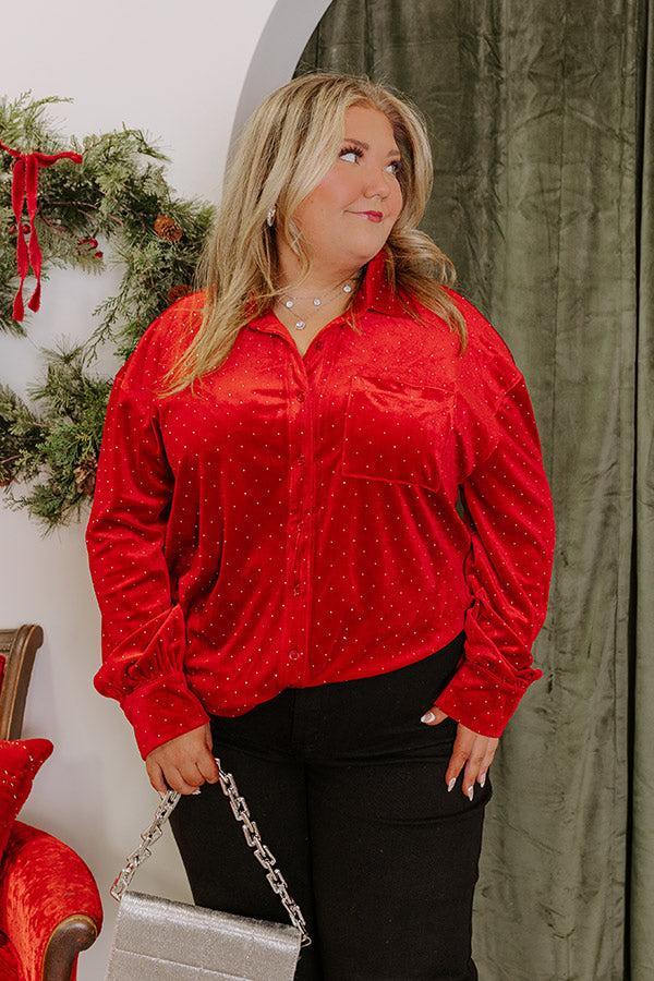 Twinkling Lights Velvet Button Up Curves Product Image