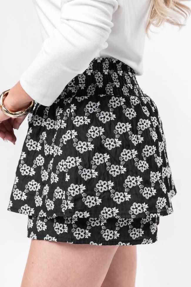 Garden Gathering Black Belted Floral Skort Product Image
