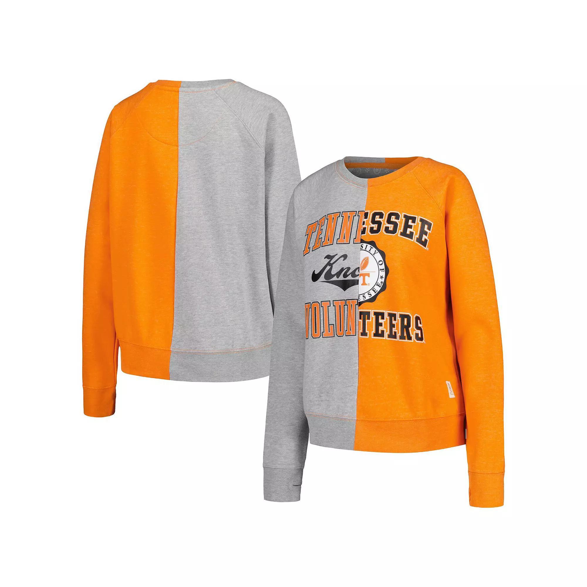 Women's Pressbox  Heather Gray Tennessee Volunteers Half and Half Raglan Pullover Sweatshirt, Size: Large, Grey Product Image