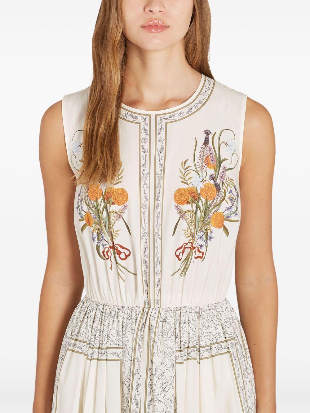 Marigold Bouquets-print poplin dress Product Image
