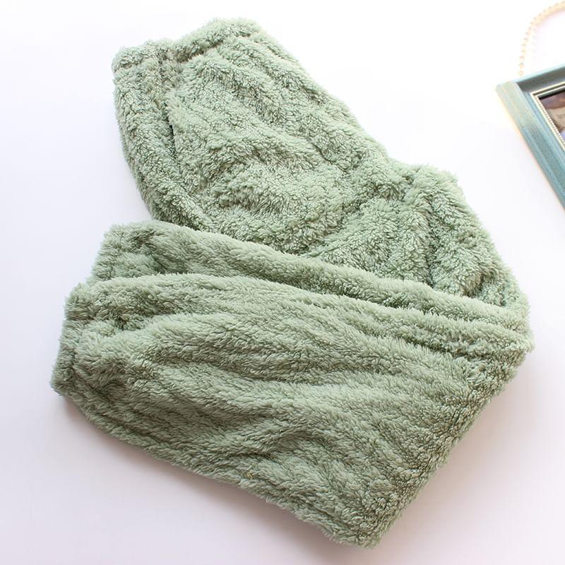 Elastic Waist Plain Harem Fleece Pajama Pants Product Image