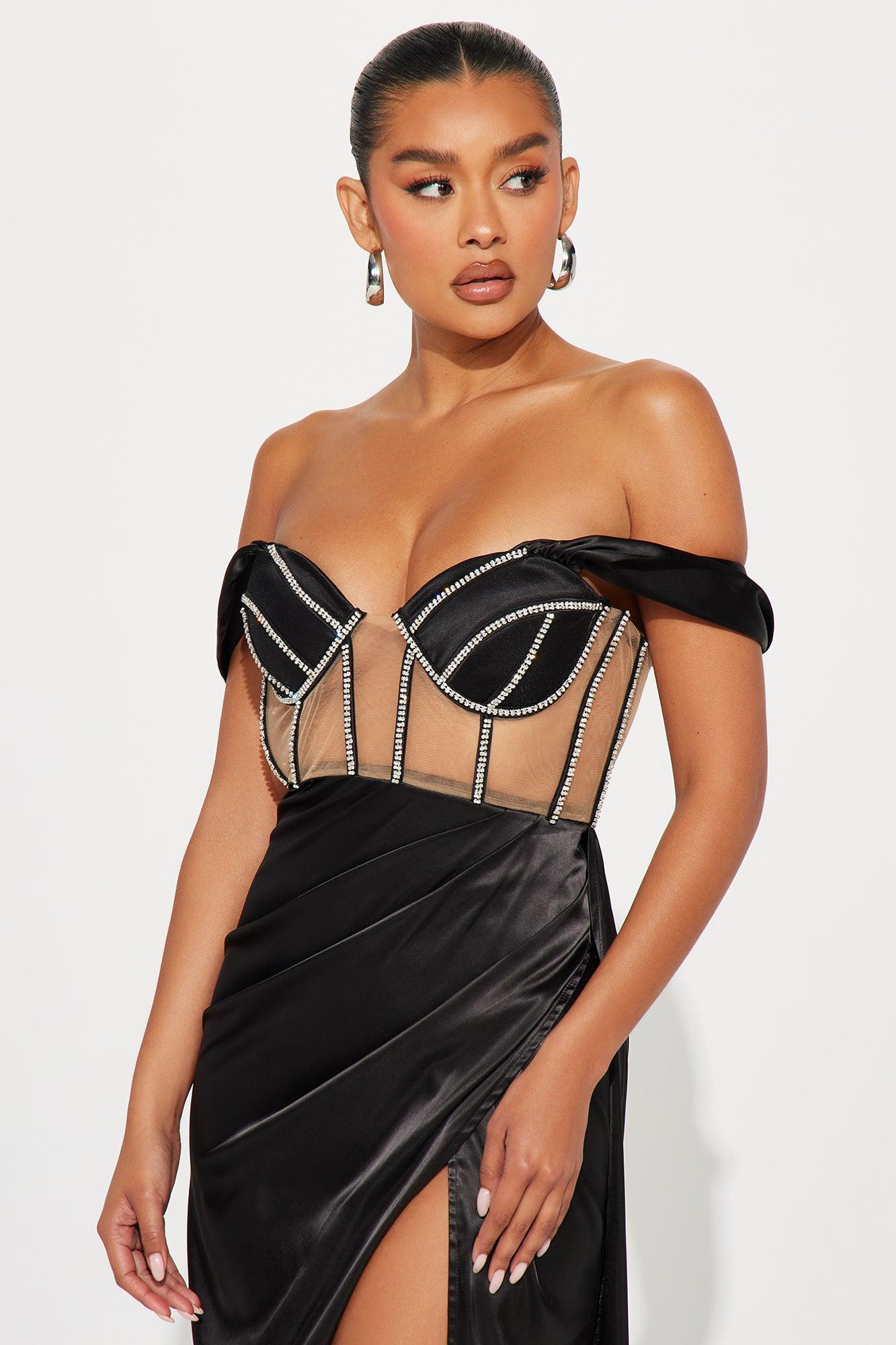 Unapologetic Satin Gown - Black Product Image